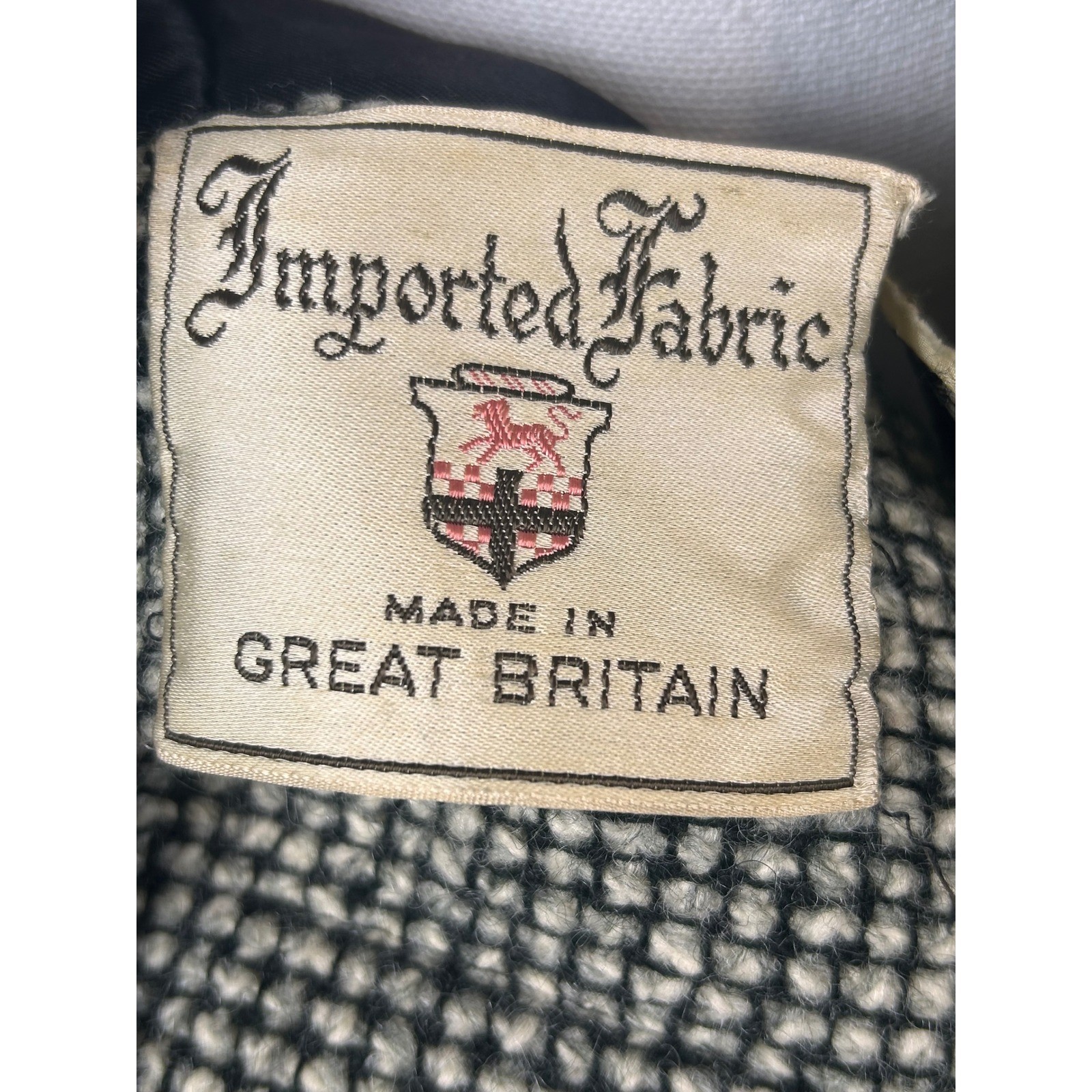 Vintage Great Britain Black White Tweed Wool Maxi Coat Long Trench Jacket Womens