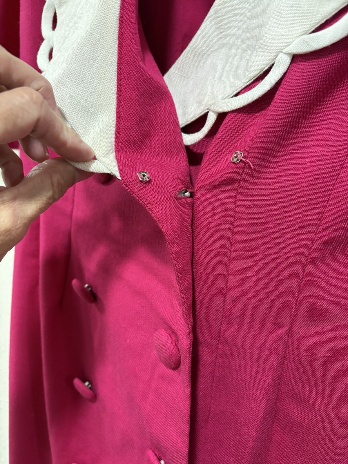 S L Petites Vintage Hot Pink Front Button A Frame Dress
