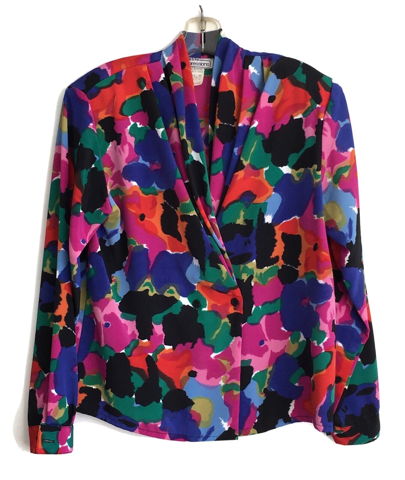 Vintage Petite Impressions Women Floral Blazer Blouse Sz 4 USA