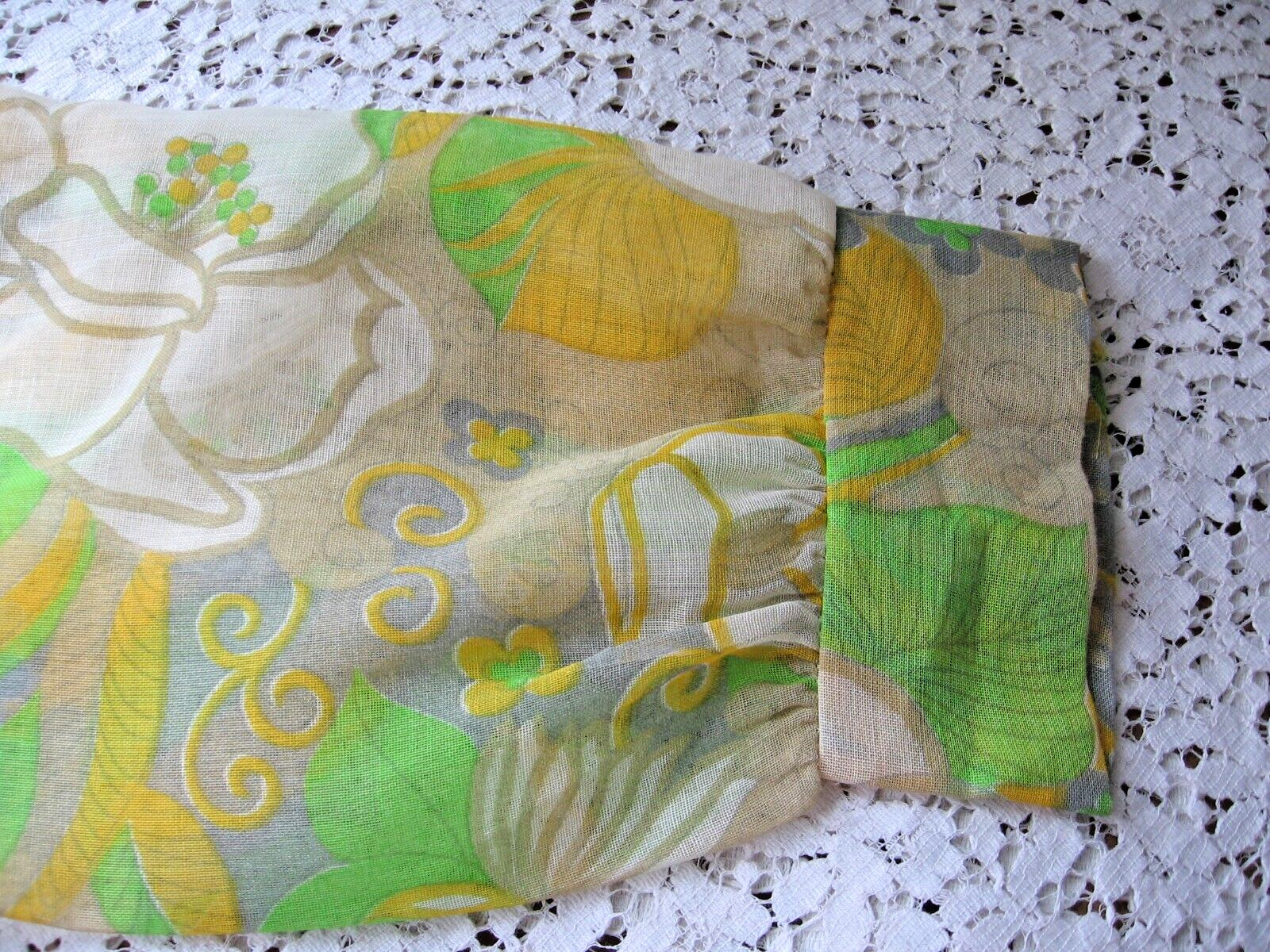 VINTAGE 1960-70s YELLOW GREEN FLORAL DROP WAIST DRESS – METAL ZIPPER