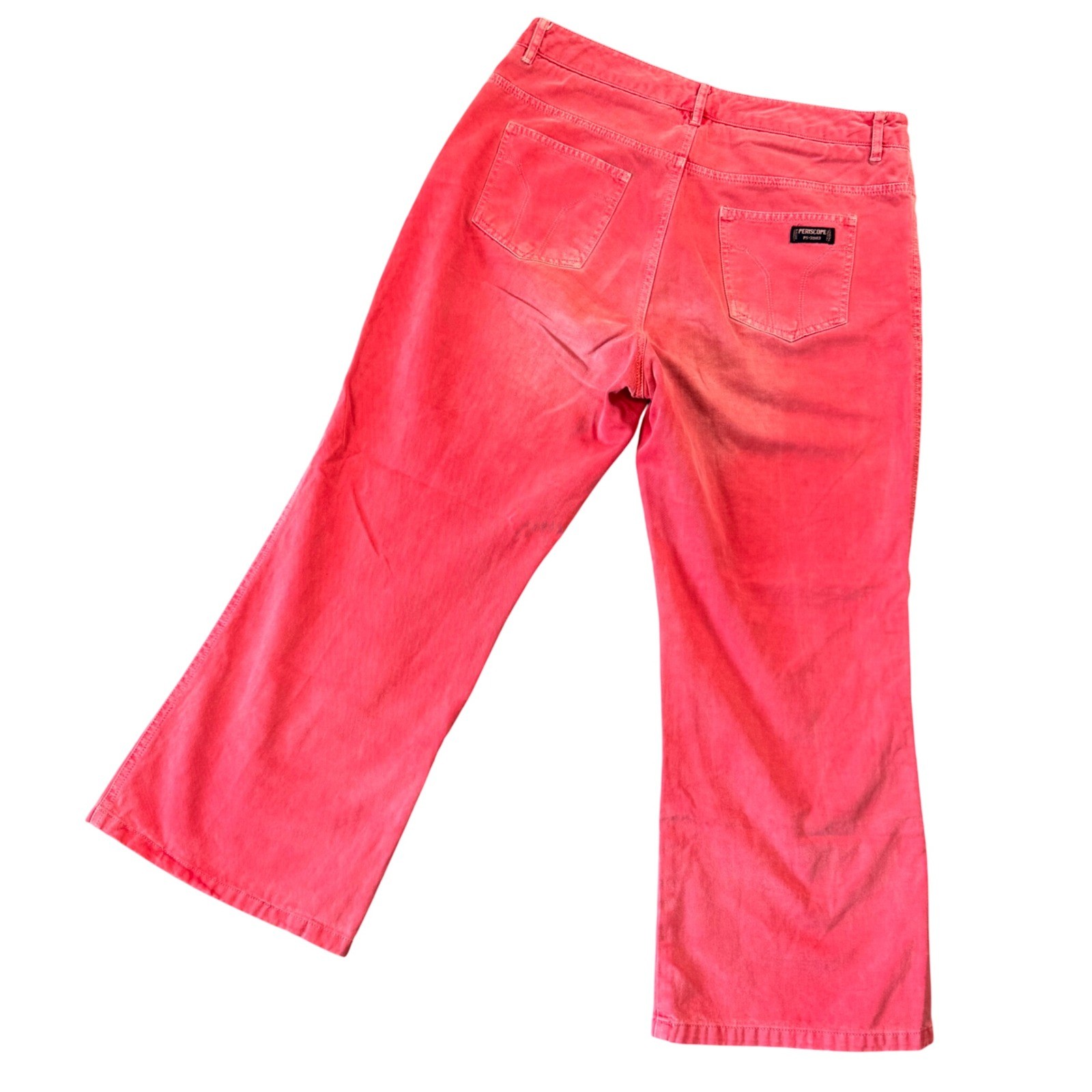 Periscope Juniors Y2K Coral Cropped Flare Jean 32×24 Bratz Core Bold 2000s Retro