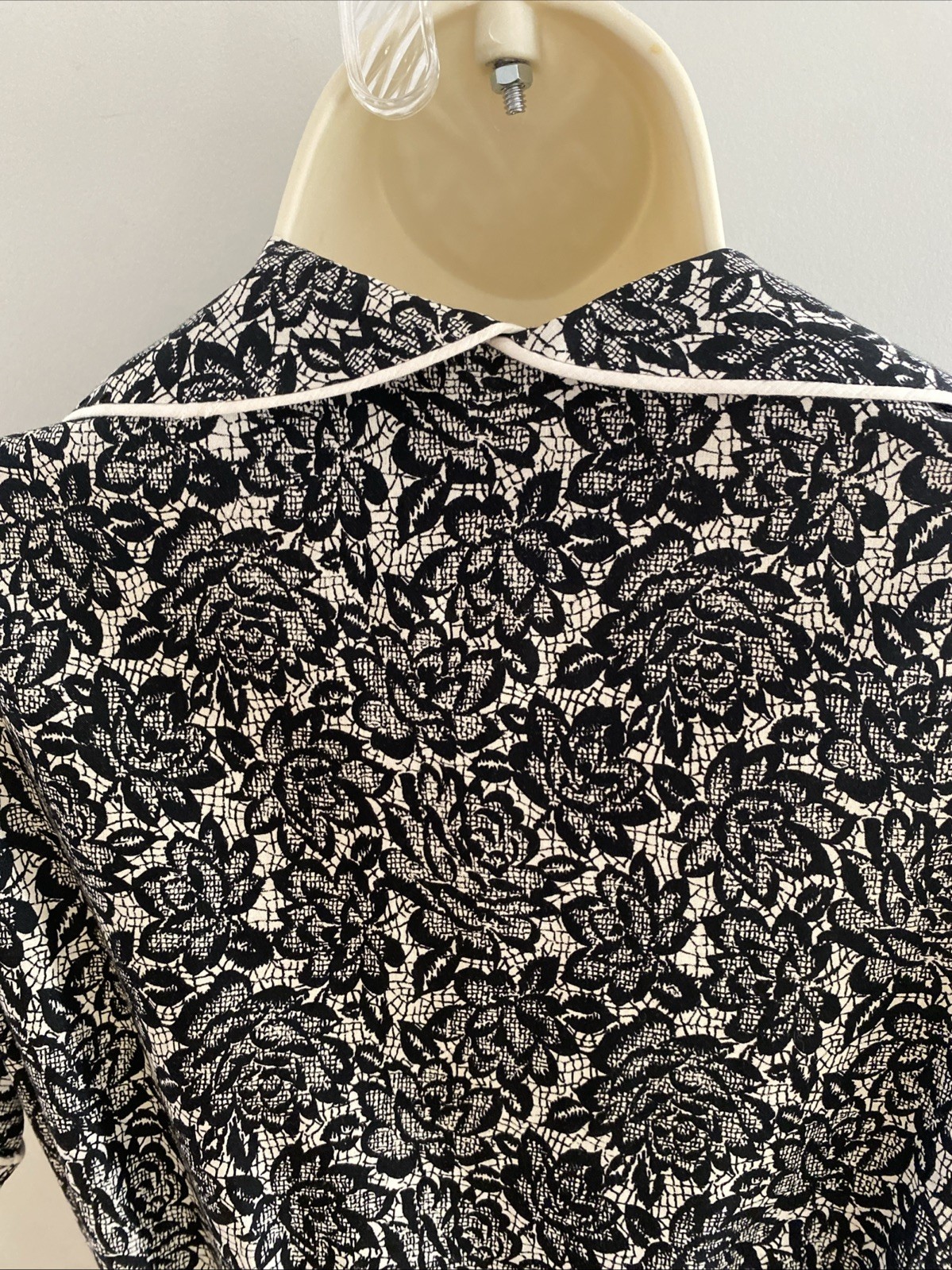 Vintage 1950s/1960s Cotton Day Dress With Pocket & Buttons Black & White