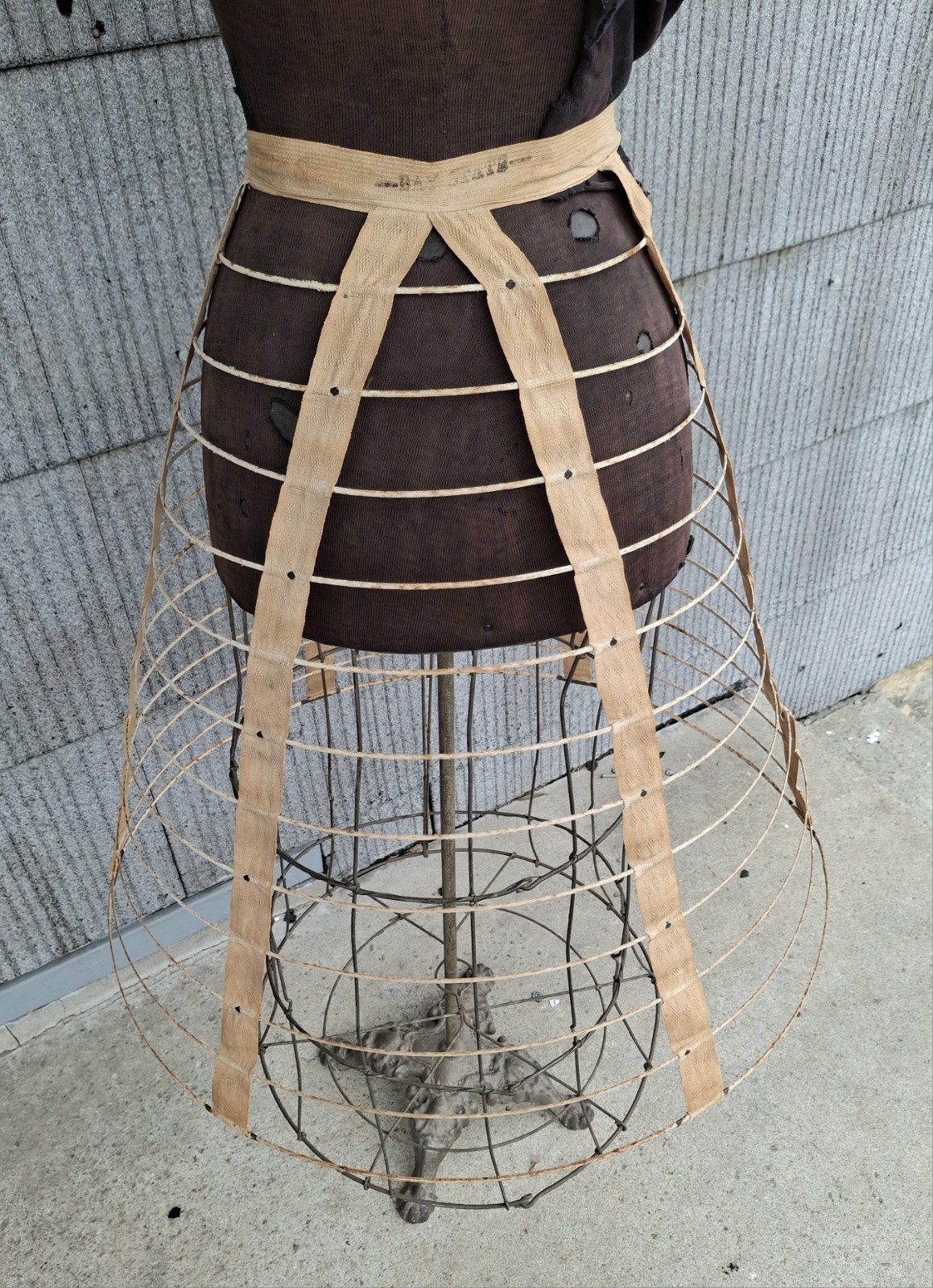Vintage 1850s Victorian Cage Crinoline Hoop Skirt Bay State Cloth Metal Rings