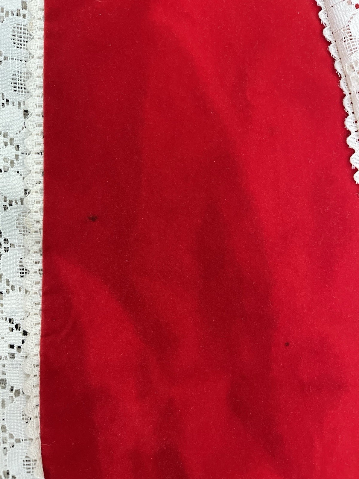 70s Red Velveteen Lace Prairie Revival Skirt Christmas Mrs. Claus Festival READ