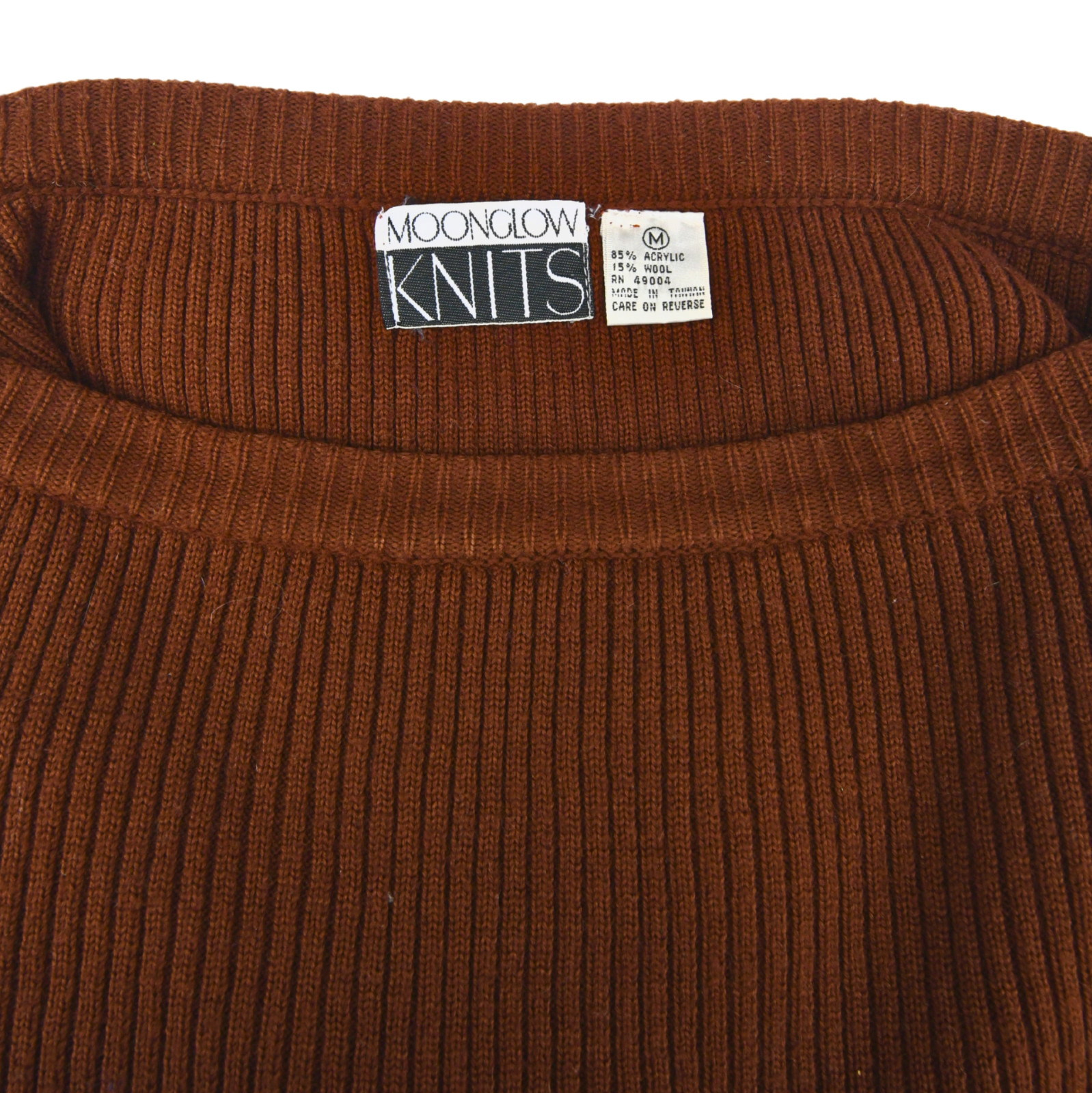 Vintage 80s Moonglow Knits Sweater Skirt Set M Brown Embellished Studs Wool Blen