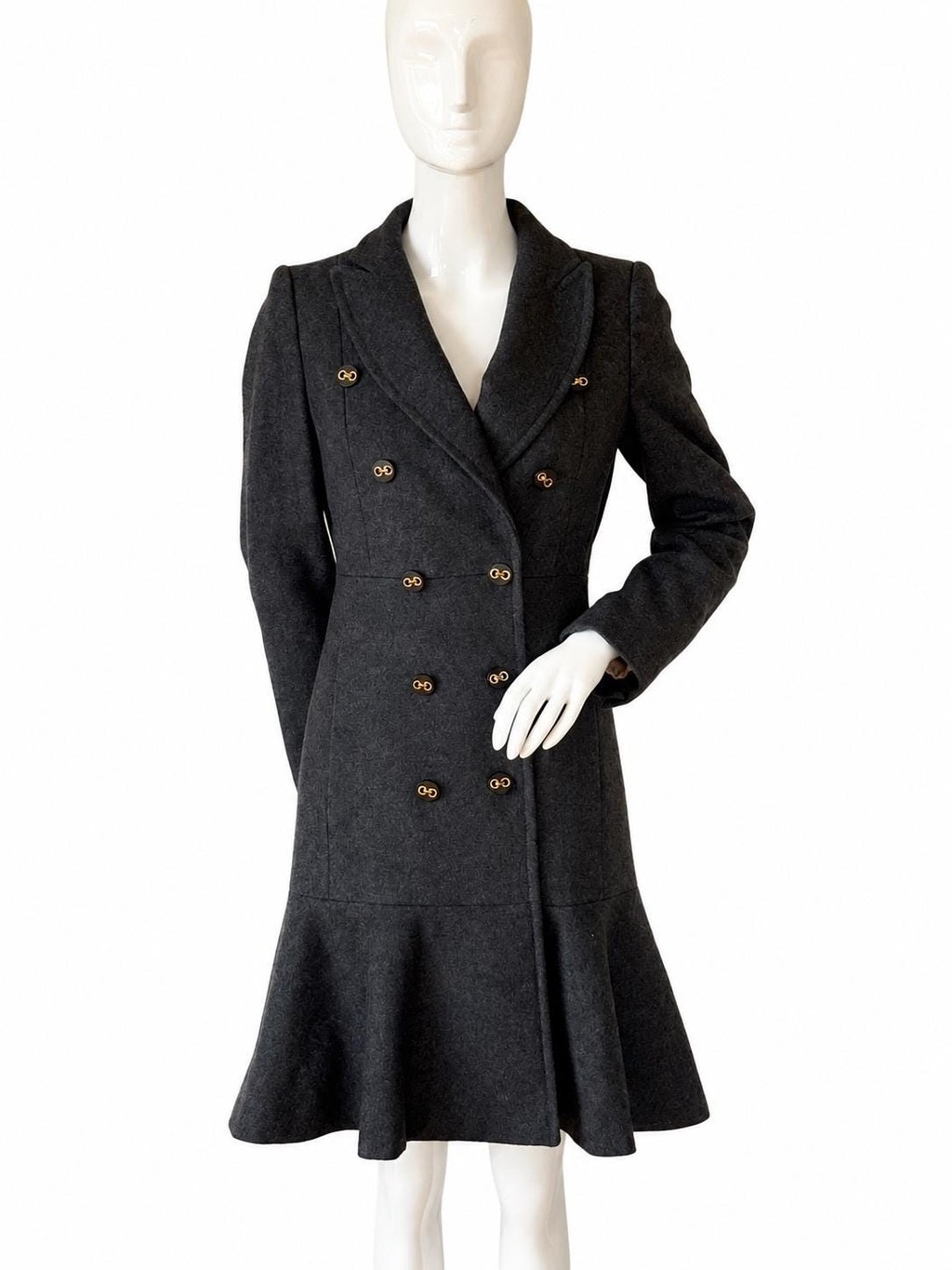 Vintage MAX&Co. Gray Wool Coat Women US 2 IT 38 Double Breasted Fit Flare Design