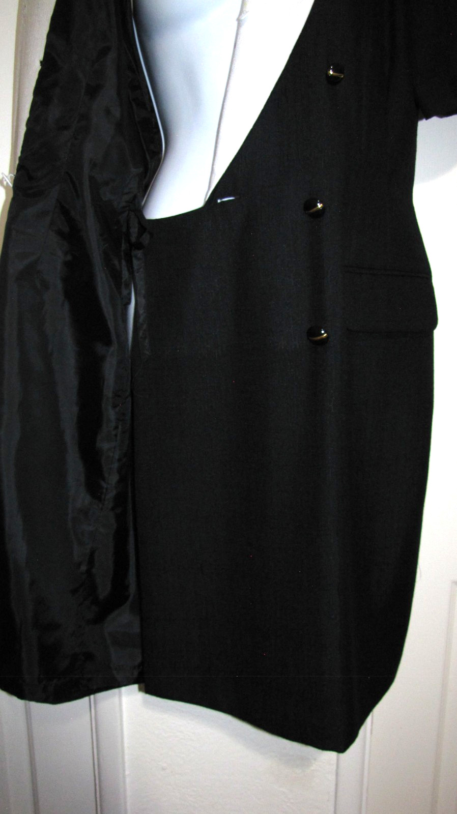 VTG Kasper for ASL Black Dress Straight Wrap White-Collar Short-sleeve Wm .12
