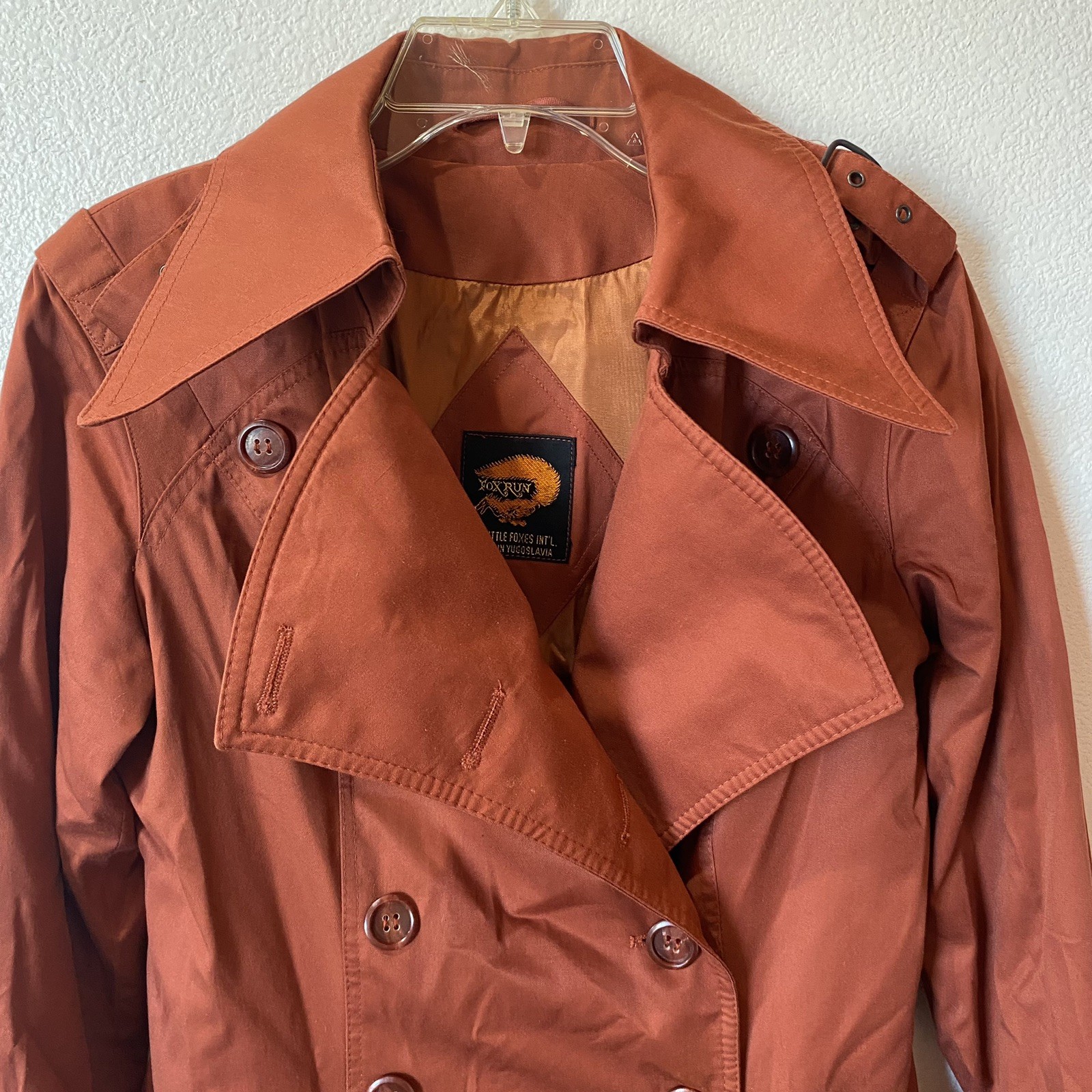 Vintage Fox Run Elegant Trench Coat-Double Breasted Yugoslavia Made Little Foxes