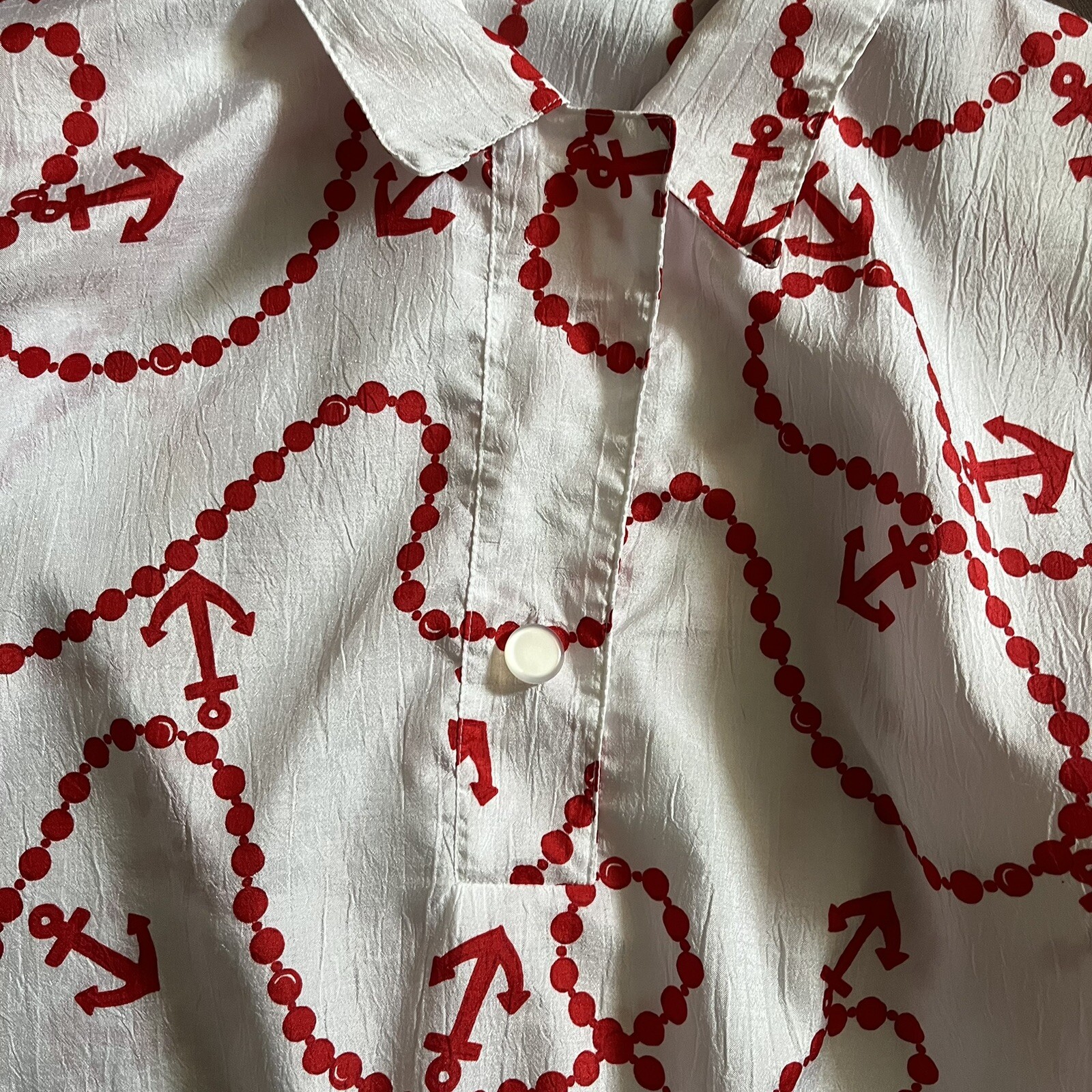 Vintage Loubella California Red White Anchor Sportswear Top Costal Size 12