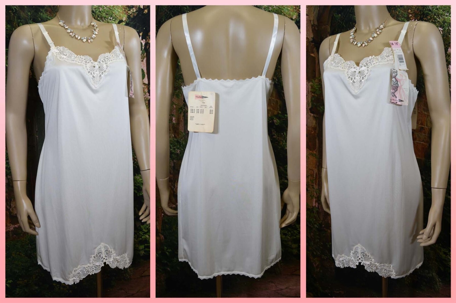 UNWORN Shadowline Ivory White Slip, NOS w/Original Tags, Bodice Lace VTG 90’s