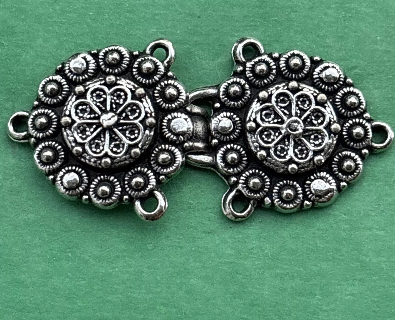 VINTAGE PEWTER 2 CLASPS FROG For SWEATER CARDIGAN Tinn-Per co. Norway