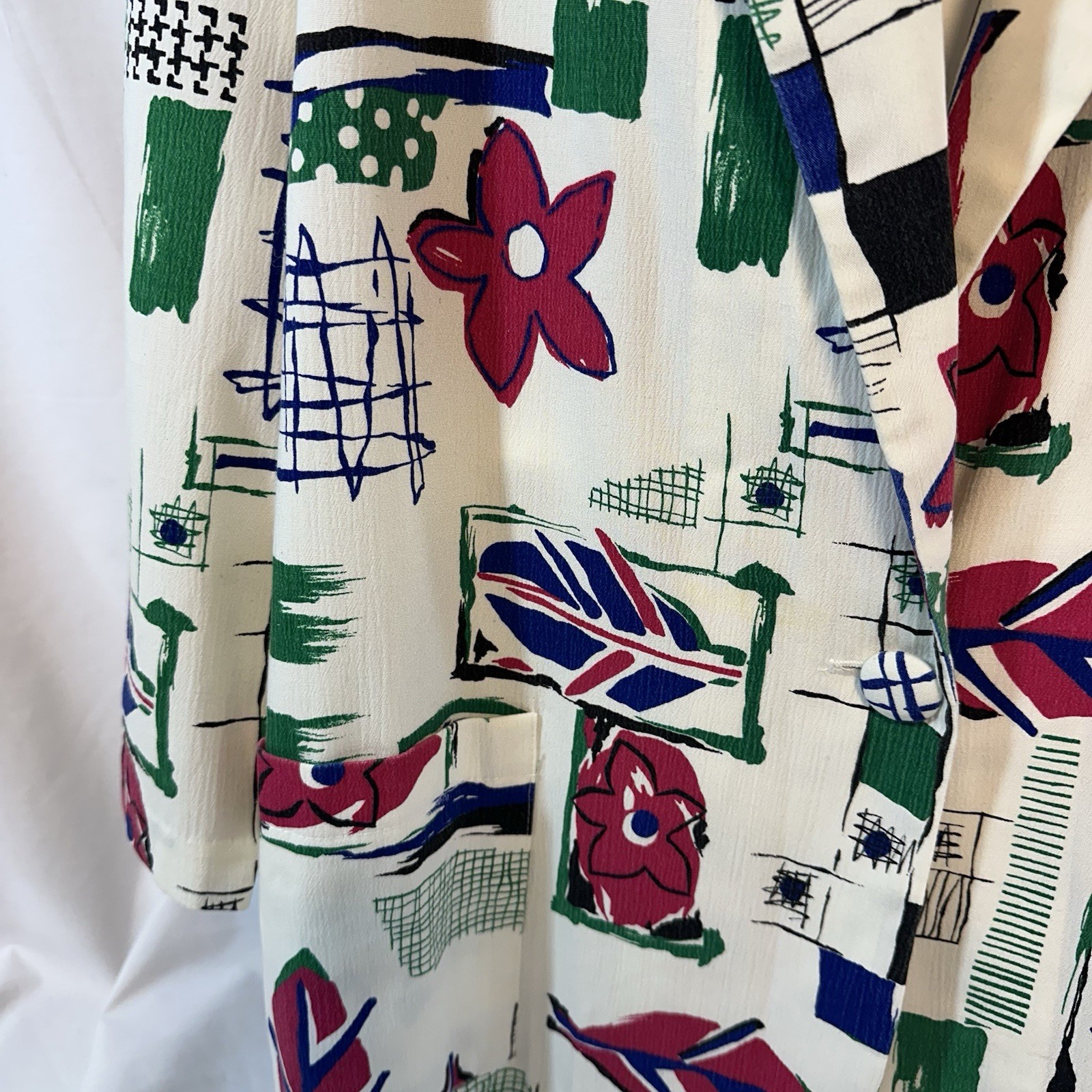 Vintage 90s Claude Floral Geometric Blazer Jacket Womens Size 16