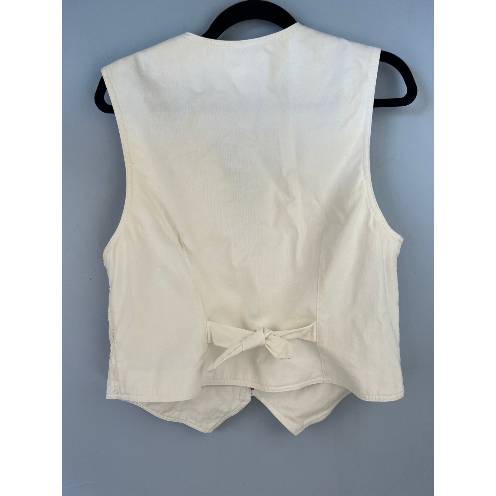 Vintage Panhandle Slim White Lace Cotton Vest SZ L Western Rodeo Cowgirl