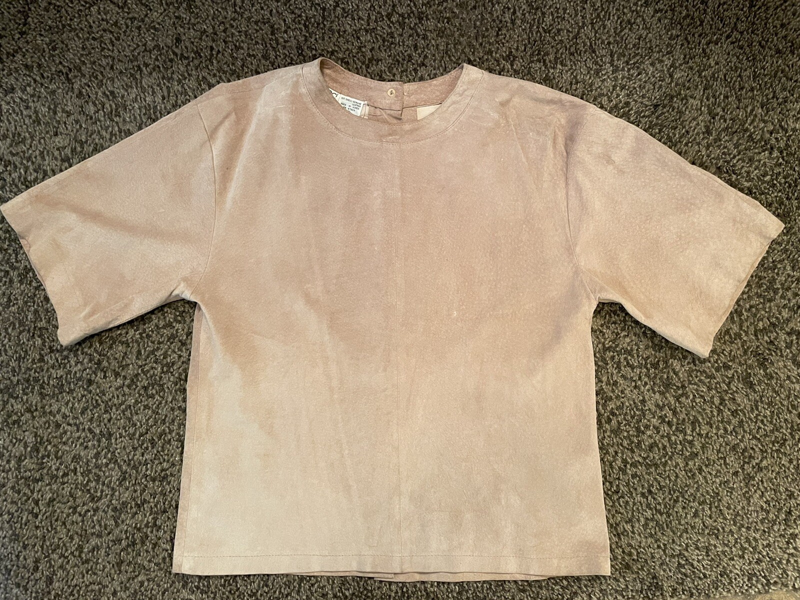 Vintage Pia Rucci Suede Leather Top; Deep Beige; Back Button Entry; Sz Small