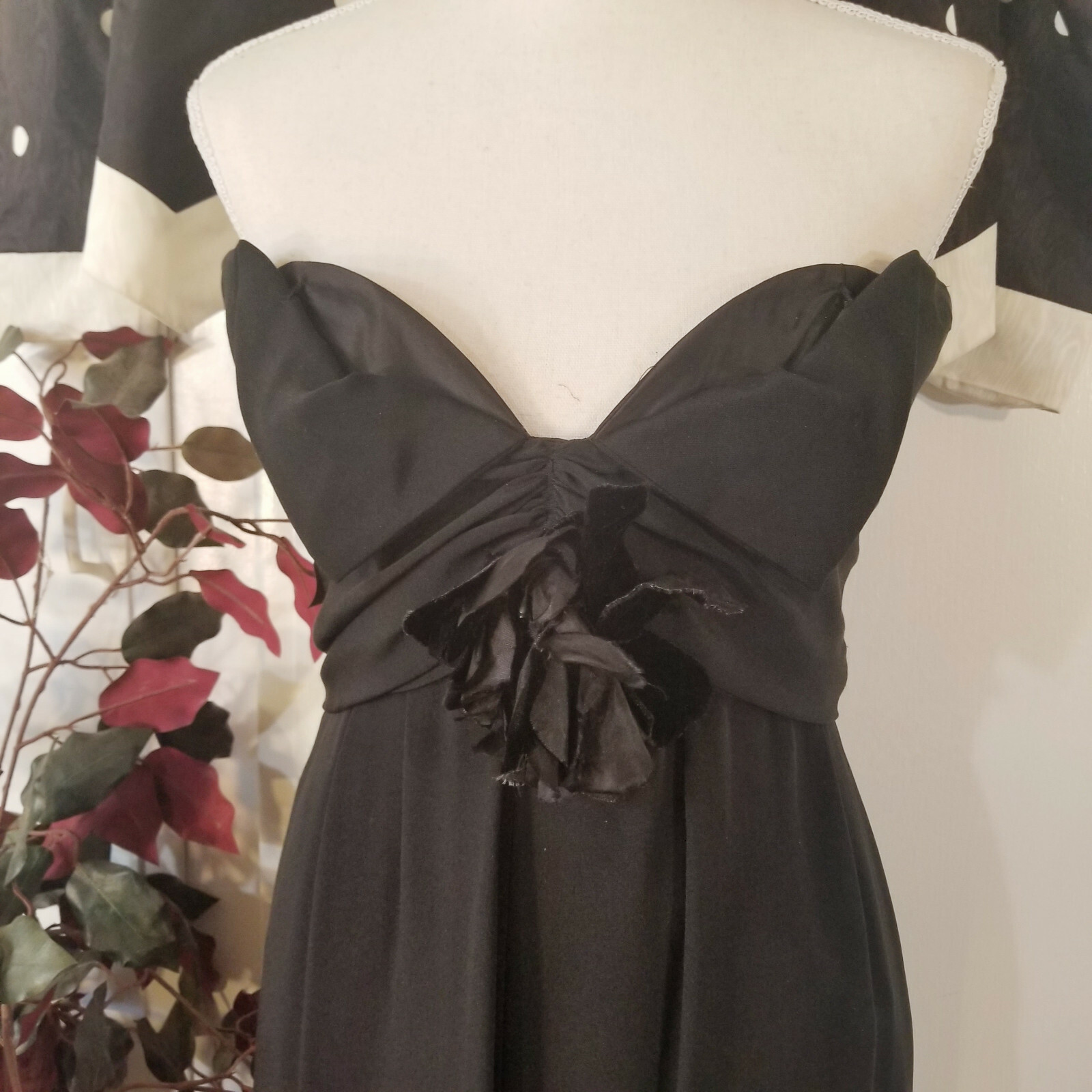 Black Strapless Dress w/Polka Dot Jacket USA Vintage Size 10 by Carolyne Roehm