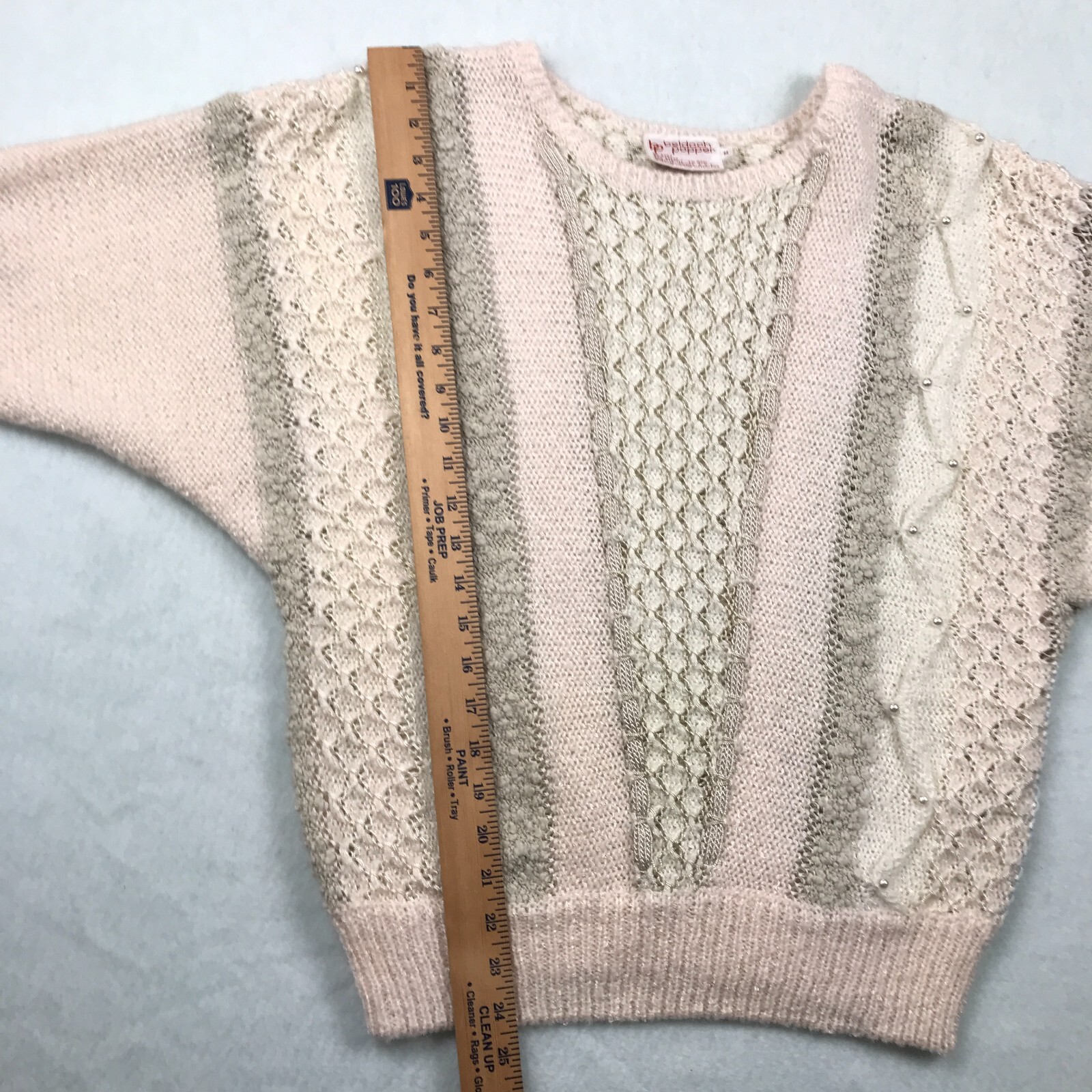 Vintage Sweater Womens Medium Short Dolman Sleeves Beaded 80s Beldoch Popper