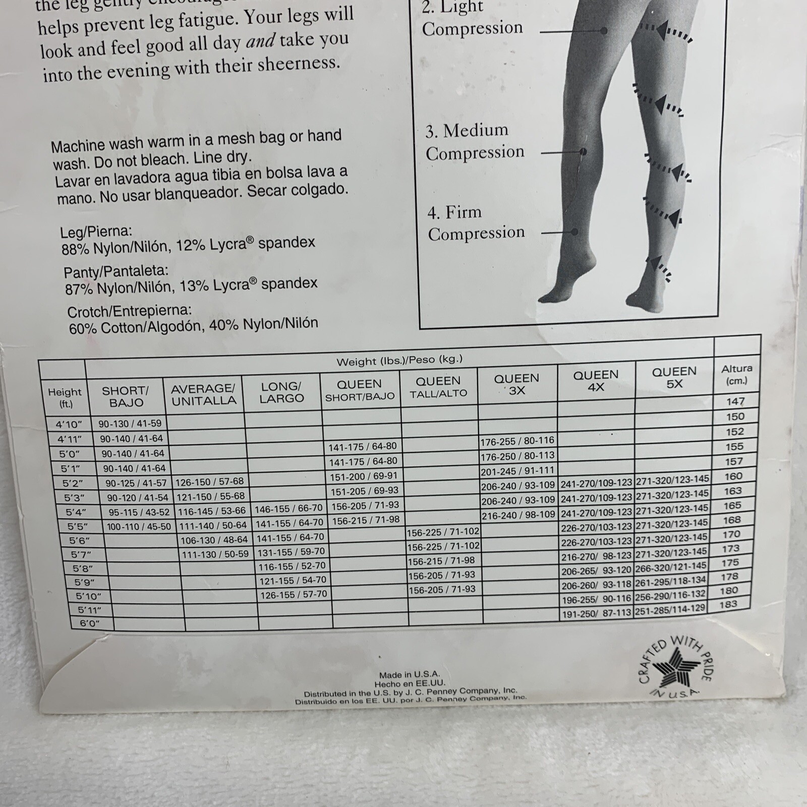 Vtg Worthington Extra Sheer Caress Queen Short White Active 20 Light Pantyhose