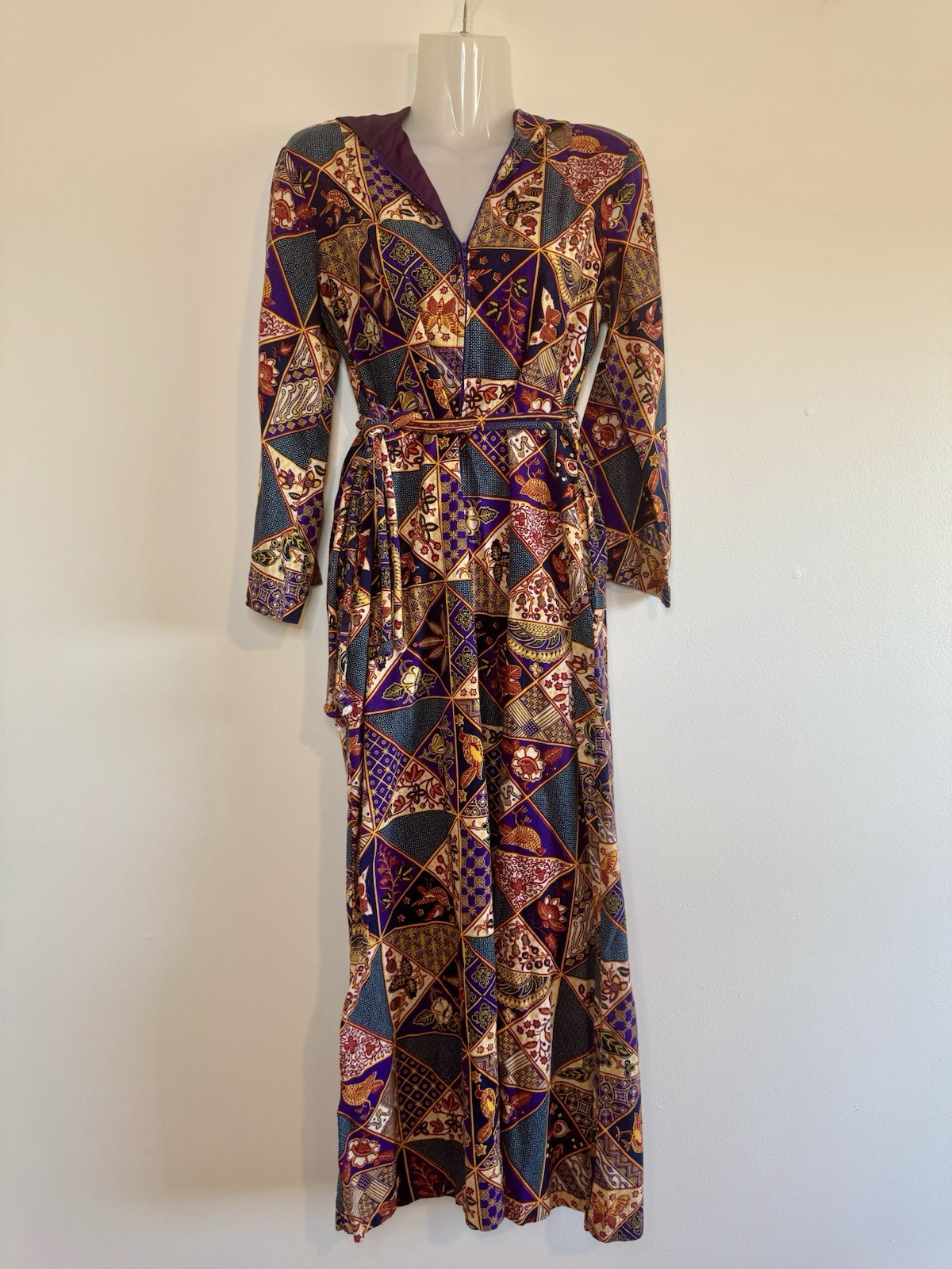 70s Berkleigh Juniors Vintage Hooded Caftan Hippie Boho Bohemian Festival