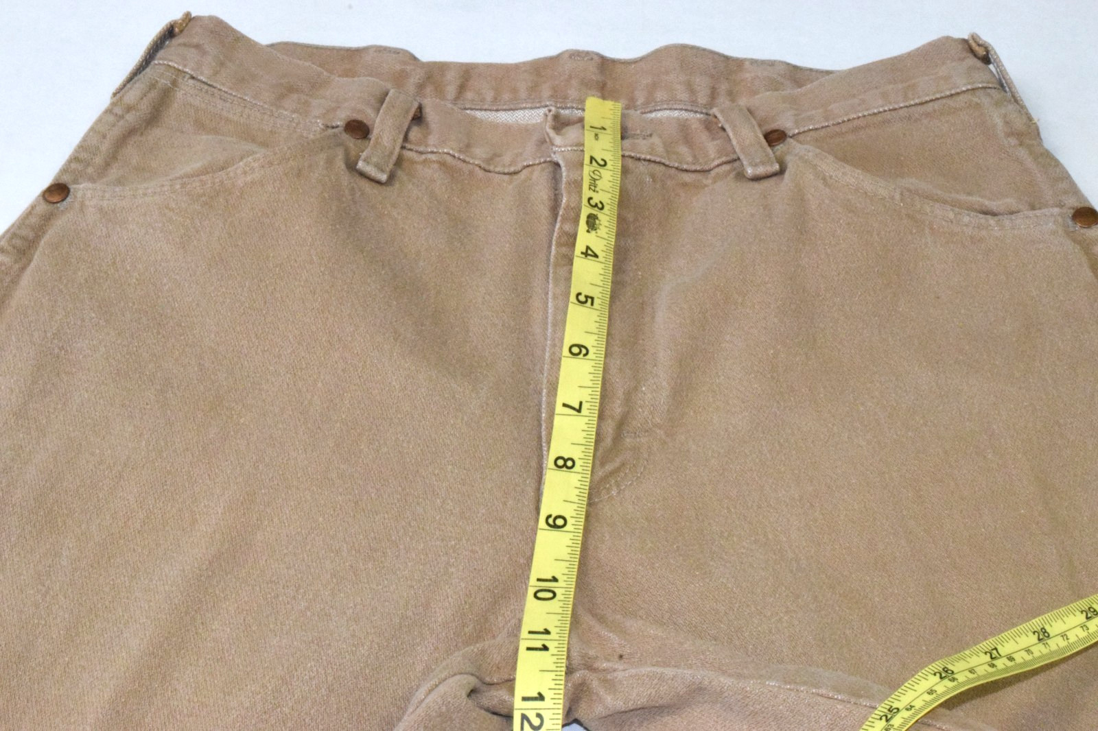 Vintage Wrangler Jeans W30 L33 80s Tan Riveted High Waist Straight Leg Made USA