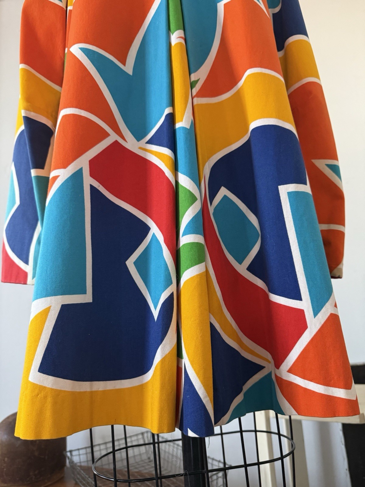 60s Mod Psychedelic Pop Art Print A-Line Swing Coat/ Statement Jacket/Mini Dress