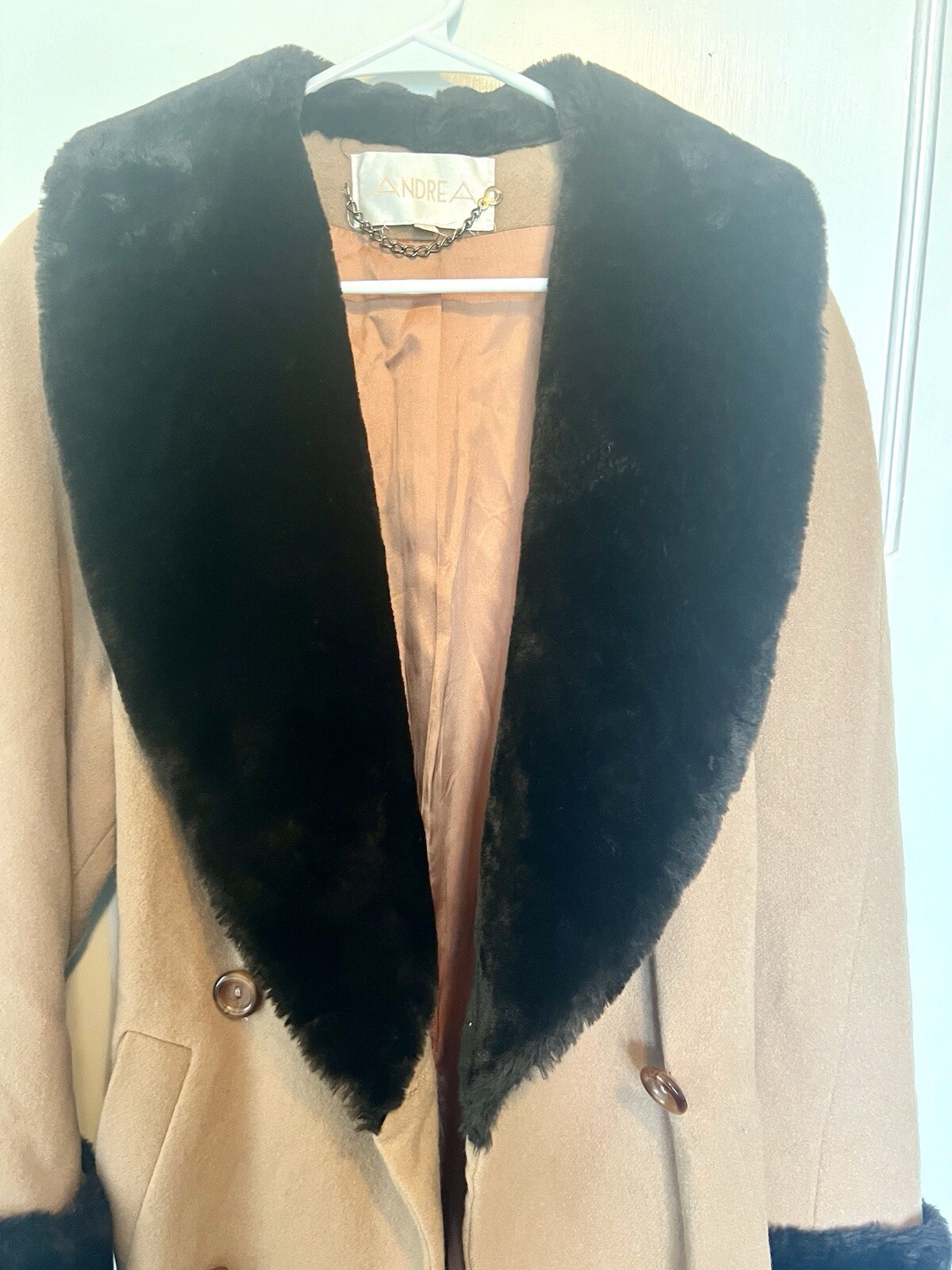Vintage Size 4 Andrea Women’s Wool And Fur Trim Coat