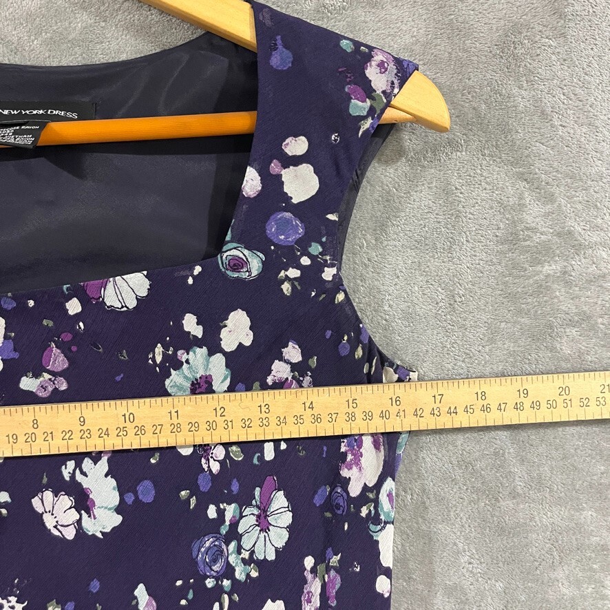 Vintage 90s Jones New York Florla Purple Square Neck Dress Sundress Sheath Sz 4