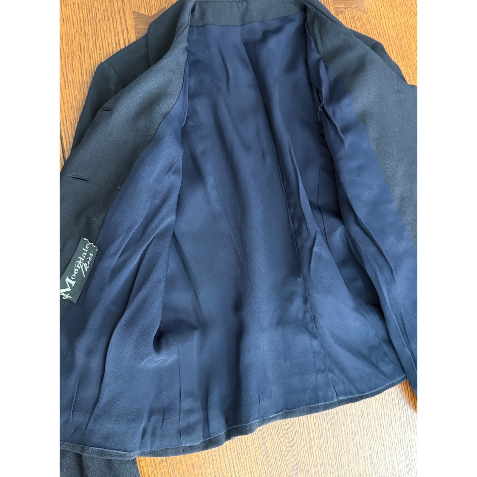 Authentic 1940s McDale Knit Black Tailored Blazer Covered Buttons Pointed Cuffs