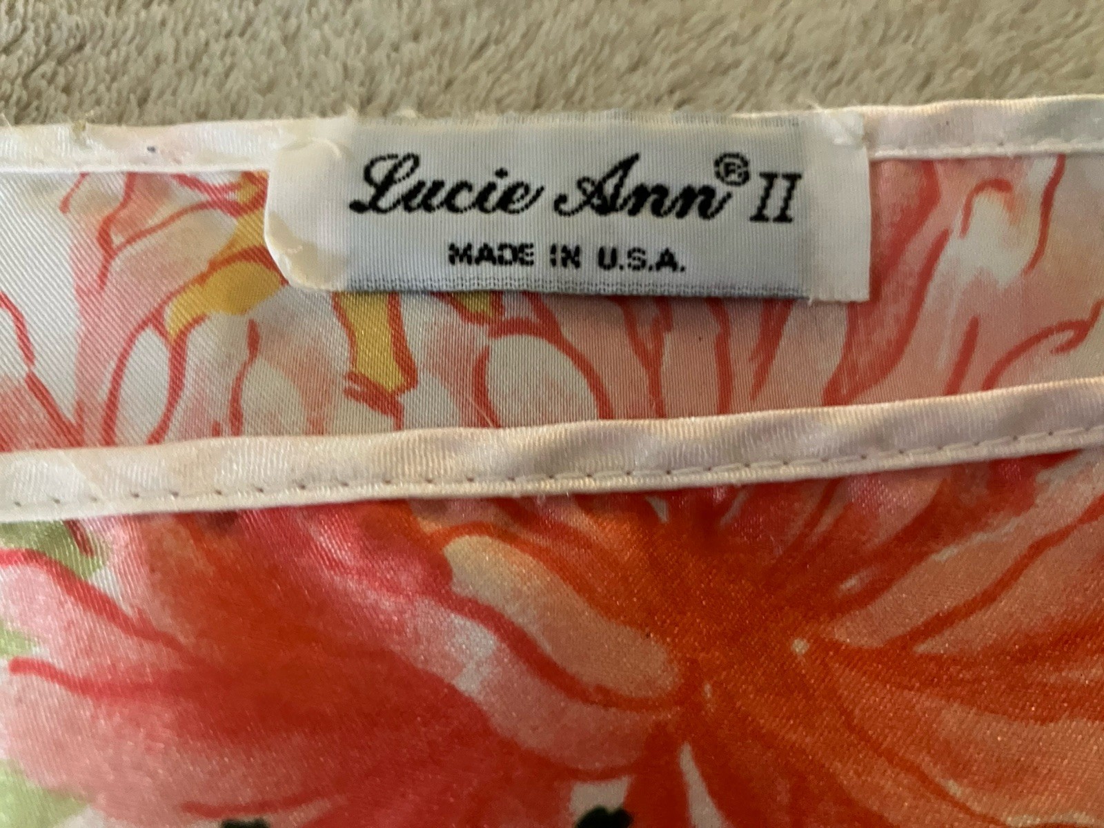 Vtg Lucie Ann II Women’s M Pajama Set Top Pants Satin Floral SS USA Granny Core