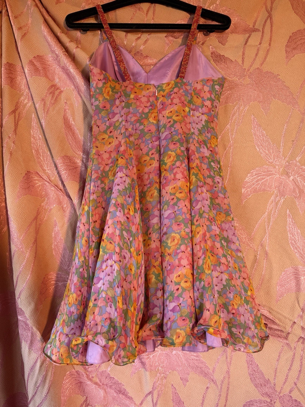 Niteline Della Roufogali Silk Dress Vintage, Beaded, Size S