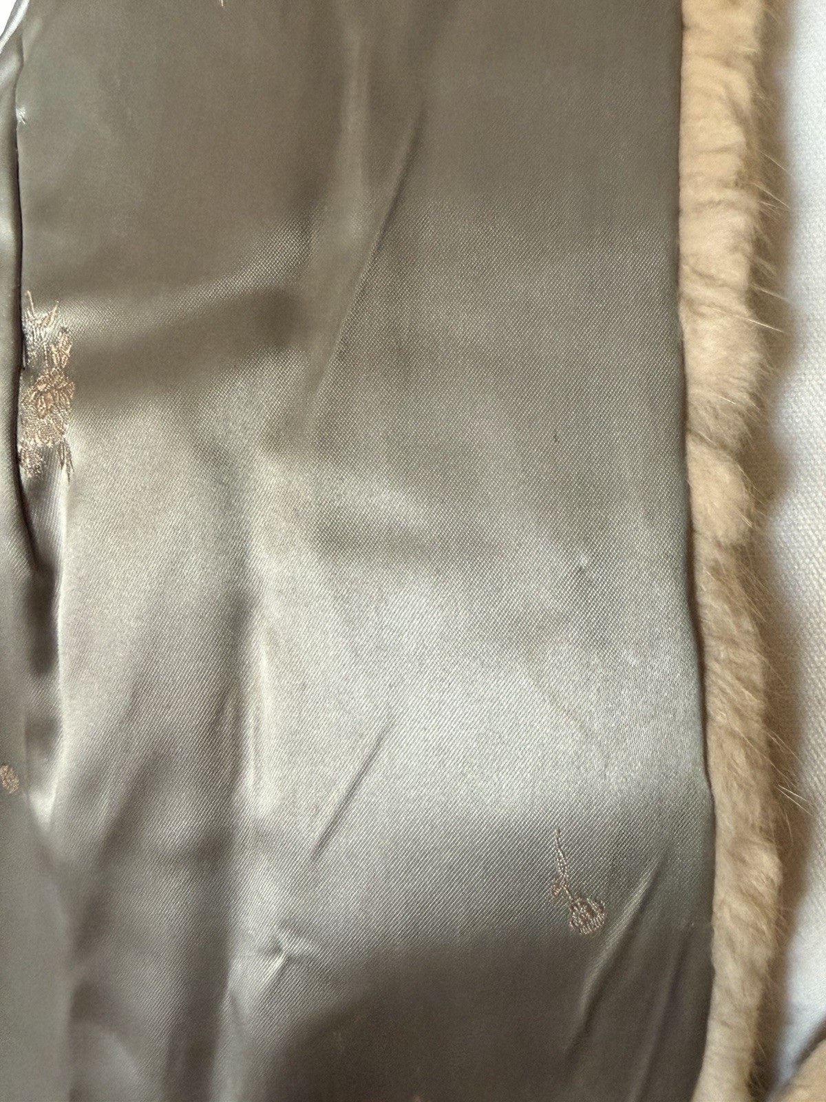 Vintage 50s Style Old Hollywood Fur Capelet Wrap Meier & Frank Tan Satin Lined