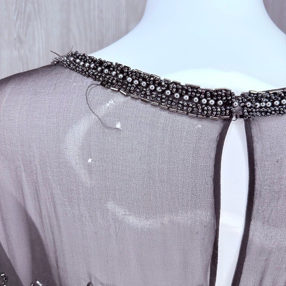 Vintage Ted lapidus long sleeve beaded sequin maxi dress silk 16 evening gown