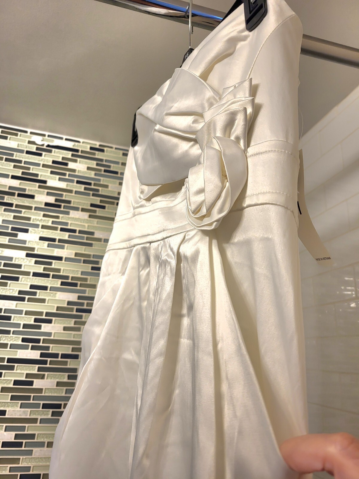 VTG 90s IVORY STRAPLESS PARTY DRESS Pockets Bow NEW WITH TAGS + FREE SHIPPING!