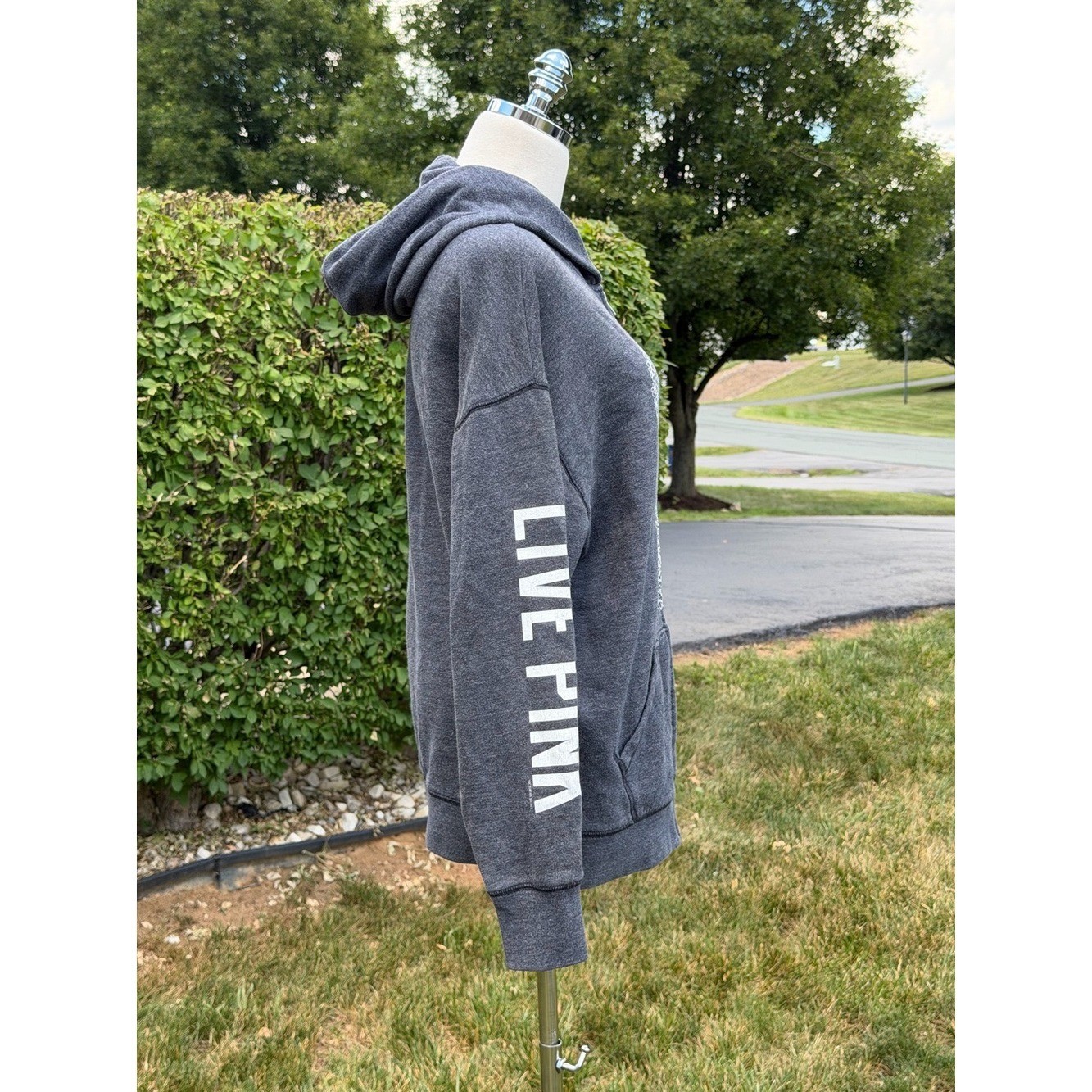 Rare PINK Victoria’s Secret Y2K Skull Rhinestone Zip Hoodie Gray Y2K Mall Goth