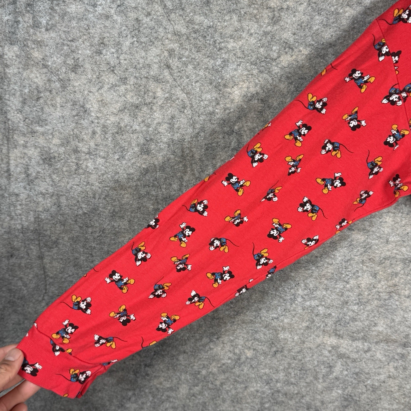 Vintage Womens 90s Mickey & Co Red AOP Mickey Mouse Turtleneck Shirt Sz M 20×24