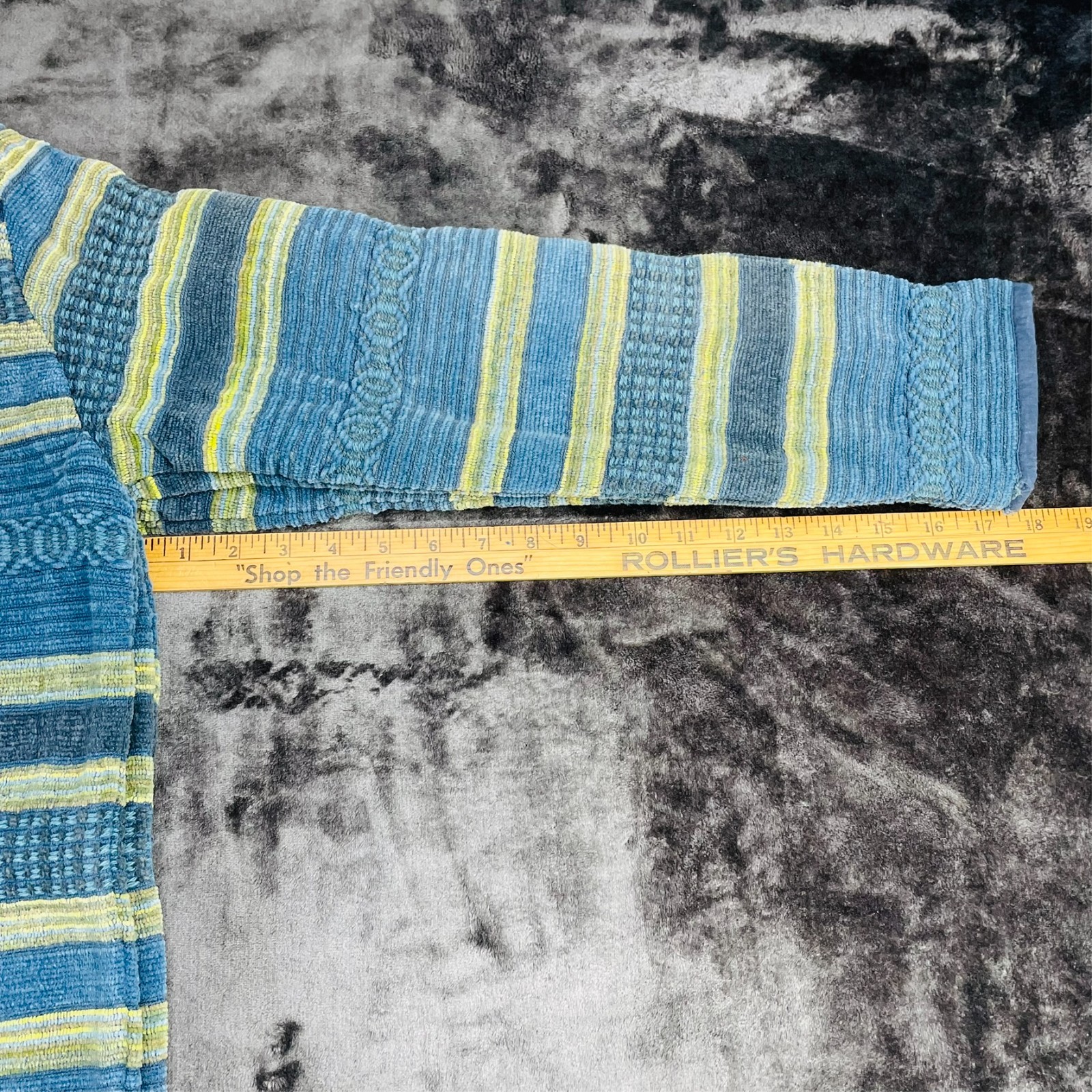 VTG 90s Flashback Woven Cotton Jacket Blue Yellow Striped Boho Button Cardigan