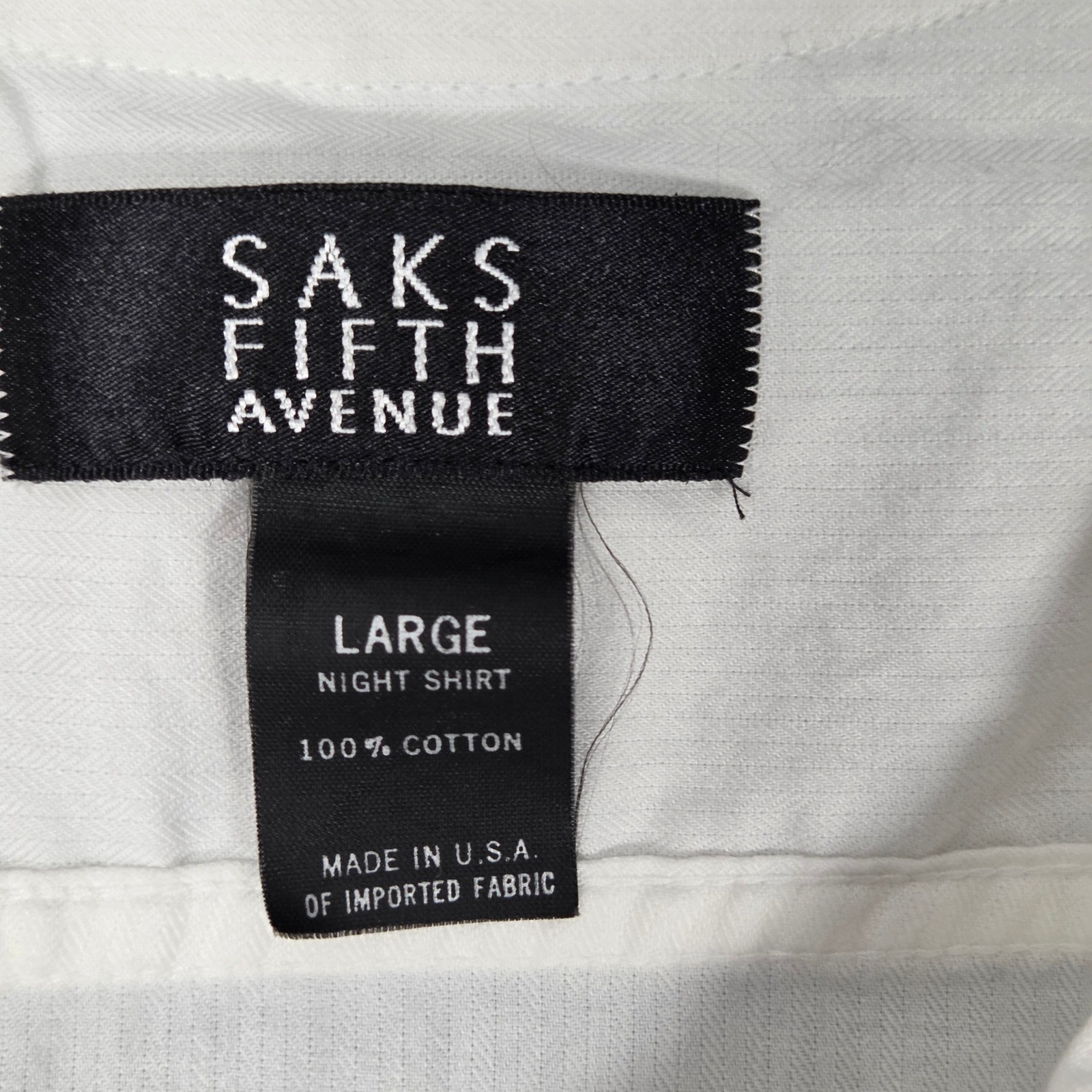 Saks Fifth Avenue Adult Large Vintage Night Shirt Nightgown White Made USA