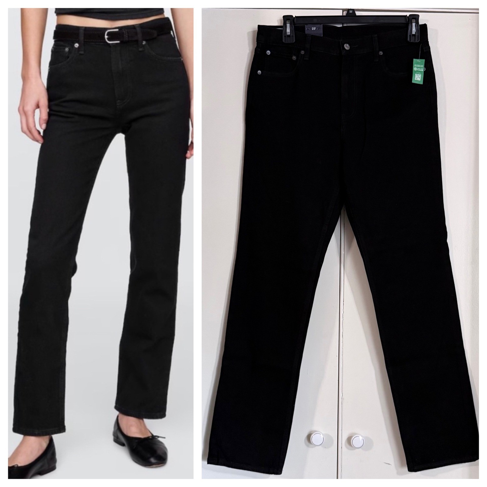 NWT 90s Straight High Rise GAP 32 Tall 14T Black Jeans