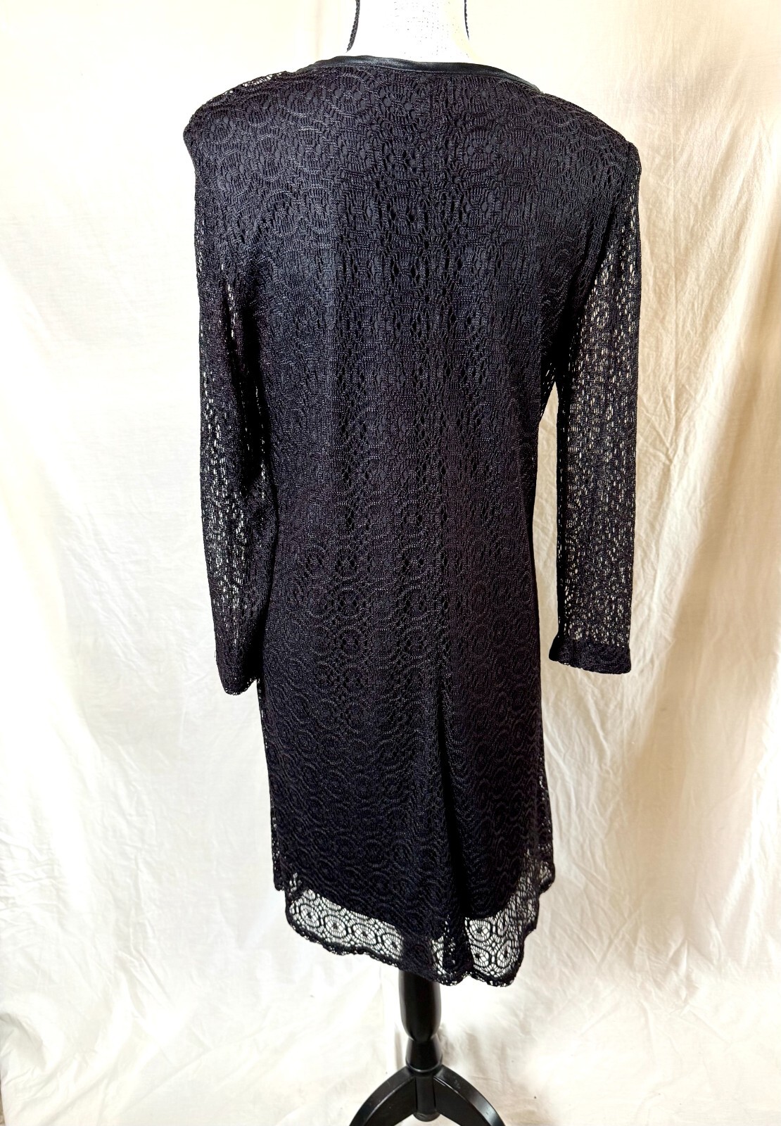 Harlow Vintage Dress Women’s Black Lace Cocktail Sz 12 Long Sleeve Sheath Lined