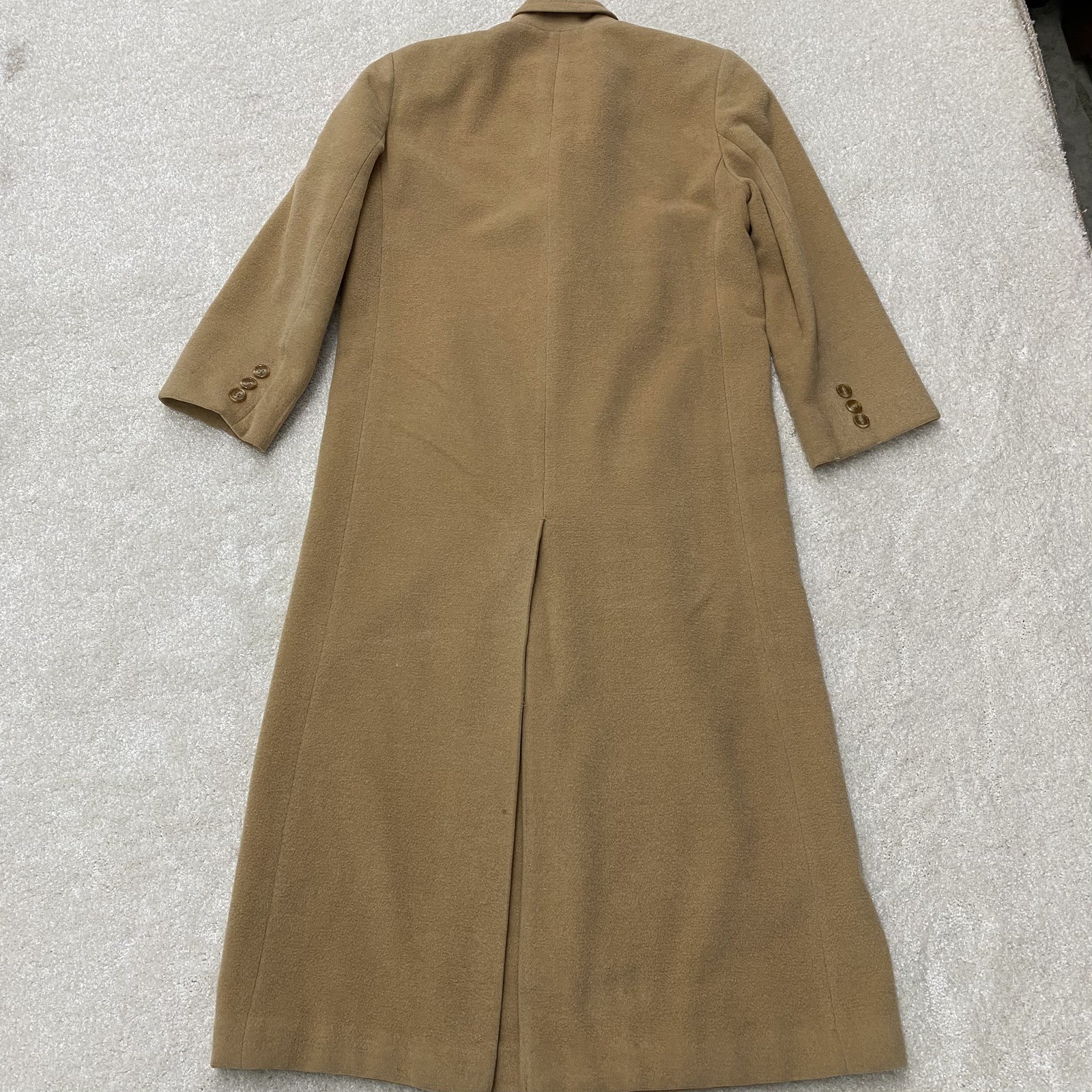 Vintage Womens 100% Camel Hair ORVIS Tan/Camel Satin Lined Trench Coat Size 8