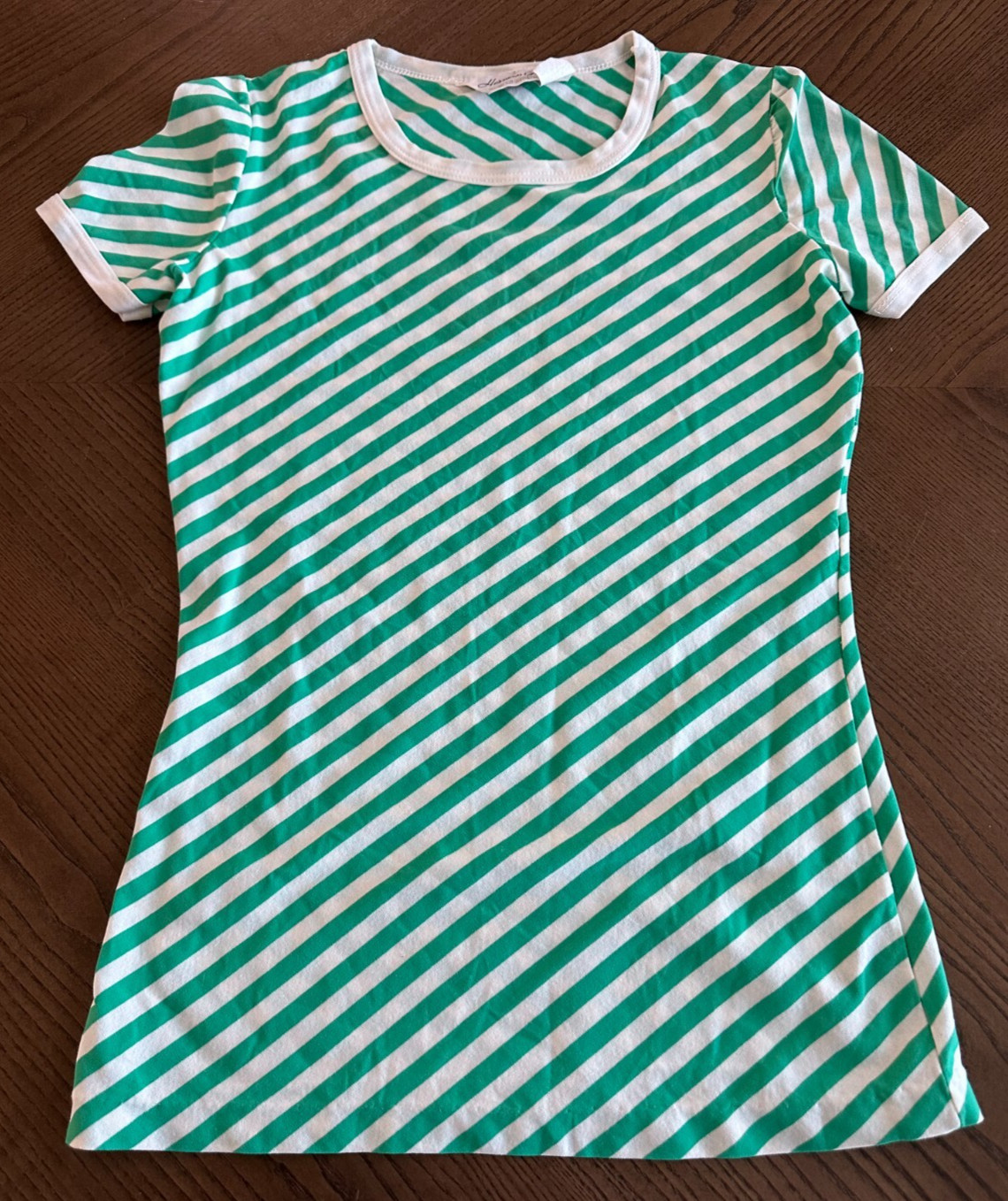 Vtg Herman Geist Whisper Stretch Golf Green White Striped Shirt Size S Small