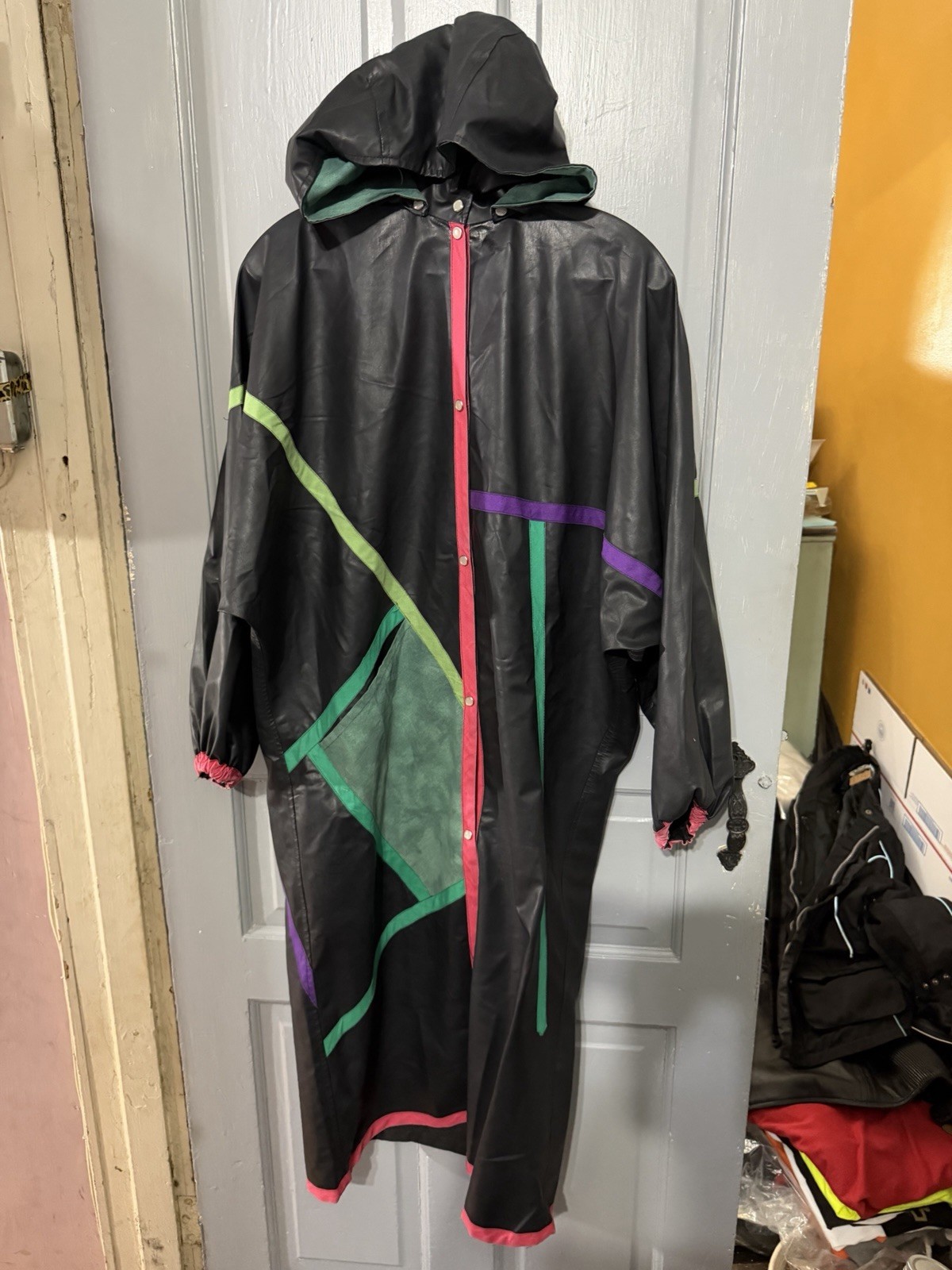 Iris Mansard Rain Coat Vintage Art to Wear Geometric Sz. L France 90s Rare