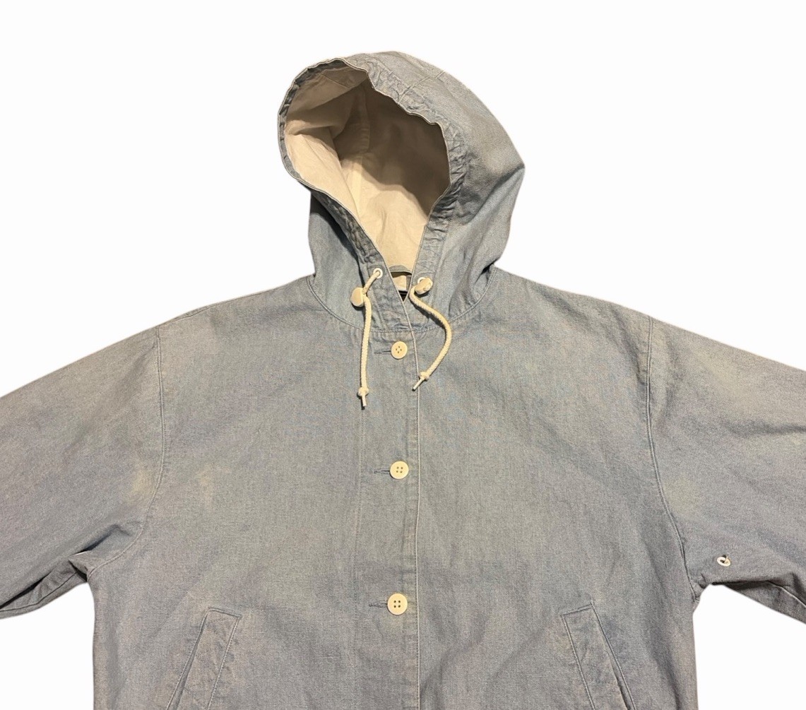 Eddie Bauer Outsoor Chambray Denim Jacket Women’s M Light Blue Hooded Vintage