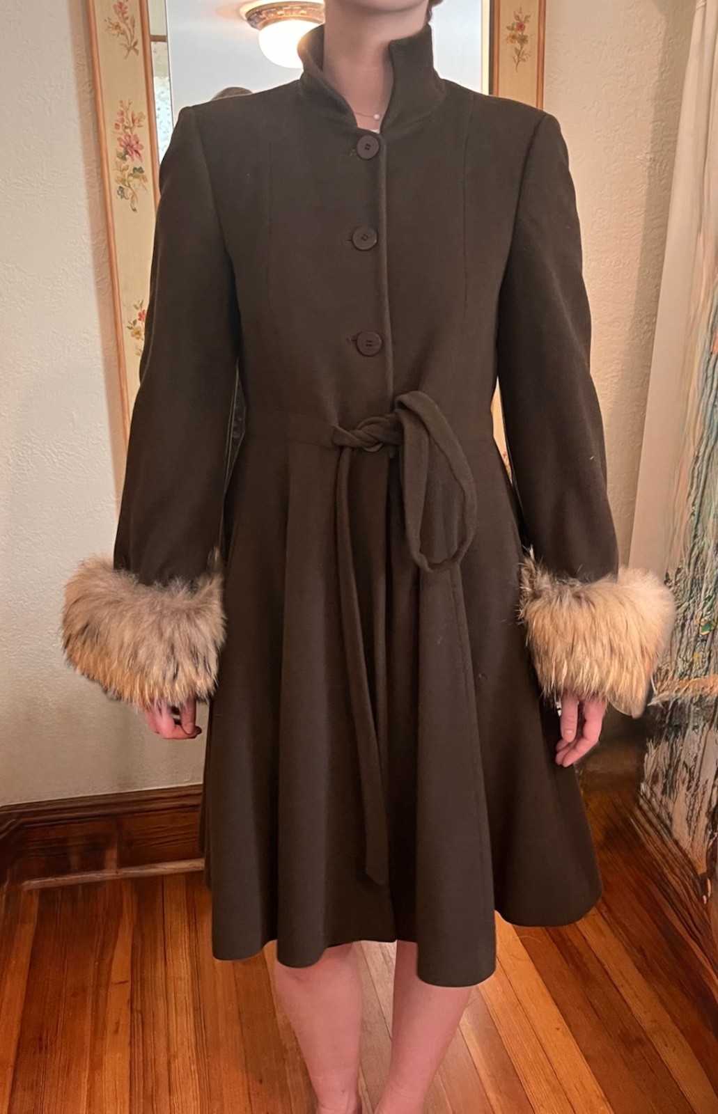 Vintage Giorgio Armani Coat Wool Angora Fur Camel Hair-Made In Italy 38/4