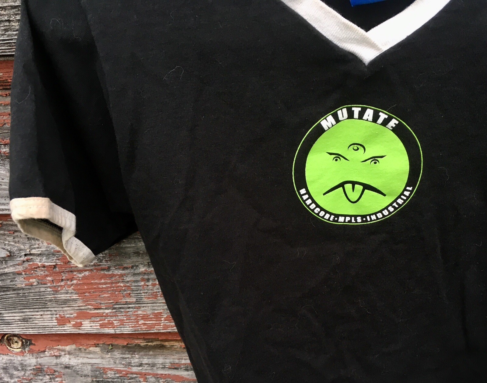 VTG 1990s MUTATE T-Shirt Crop Top Hardcore Mpls Industrial Mr YUK I F*** Your BF