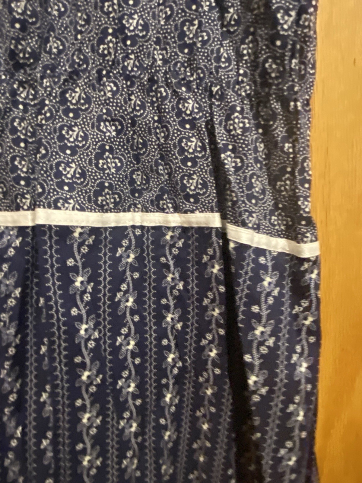 JCPenney navy cotton sun dress spaghetti straps floral lace prairie NWT Large