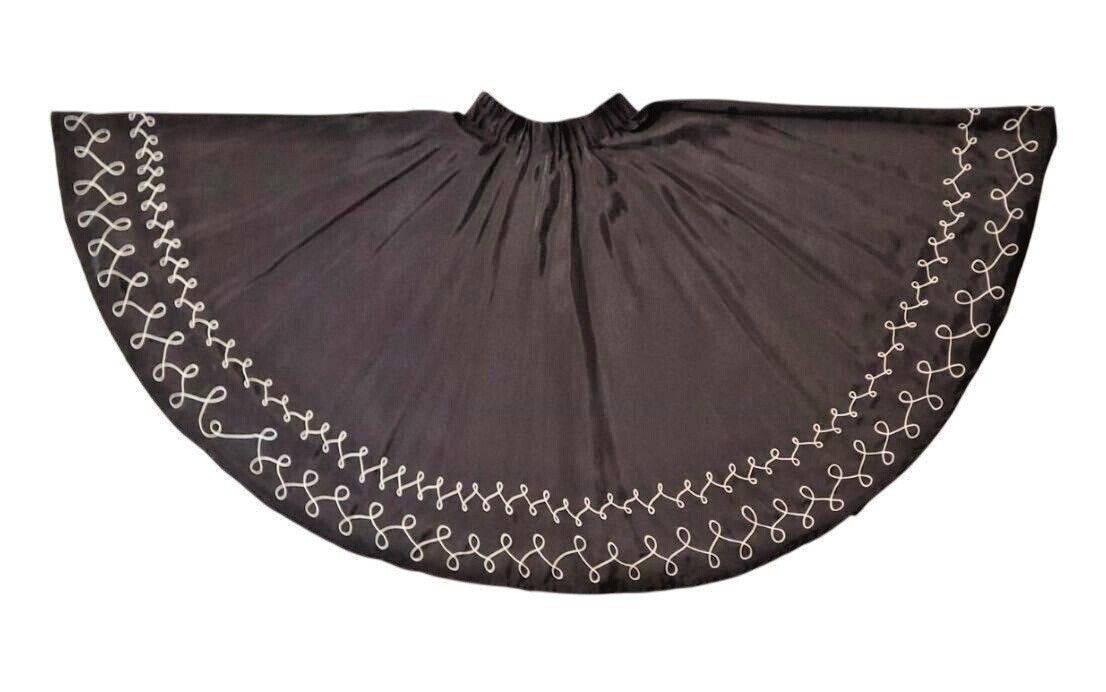 Vintage Designer Western Full Circle Skirt Bozeman MT White Rope on Black Moire