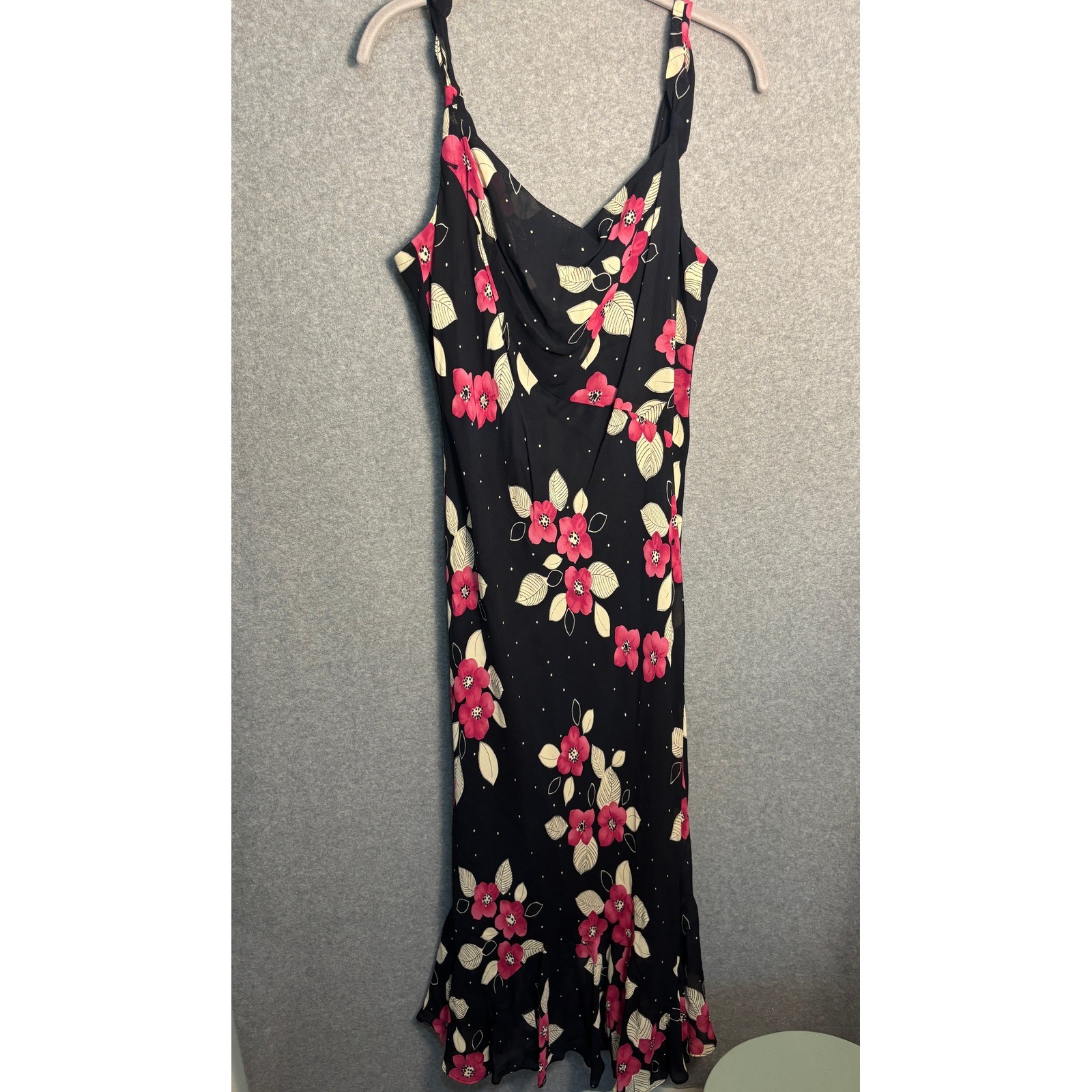 Vintage Evan Picone Floral Maxi Dress 90s Slip Bias Cut Grunge Coquette