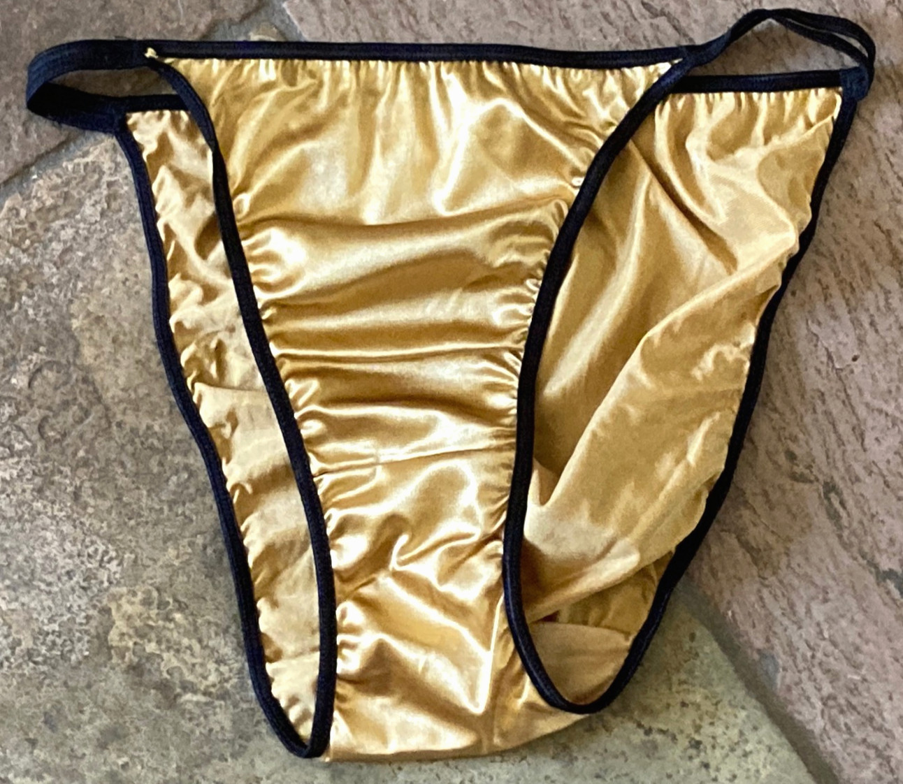 Golden Bronze 9/2XL Double String Hi Shine Second Skin String Panties NWOT