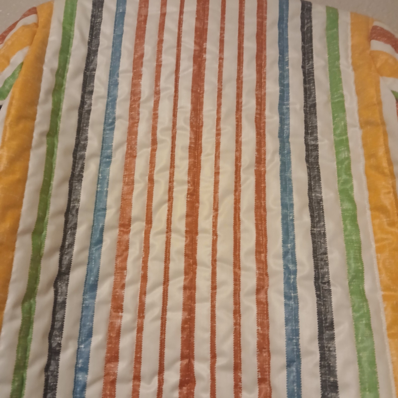 Vintage Marguerite Rubel Medium Women’s Jacket Fruit Stripe Quilt 20″ w 27″ L