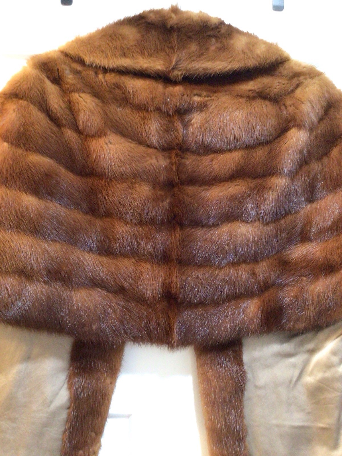 Vintage Womens Brown Mink Fur Stole Caplet Shawl Lined With Makers Mark